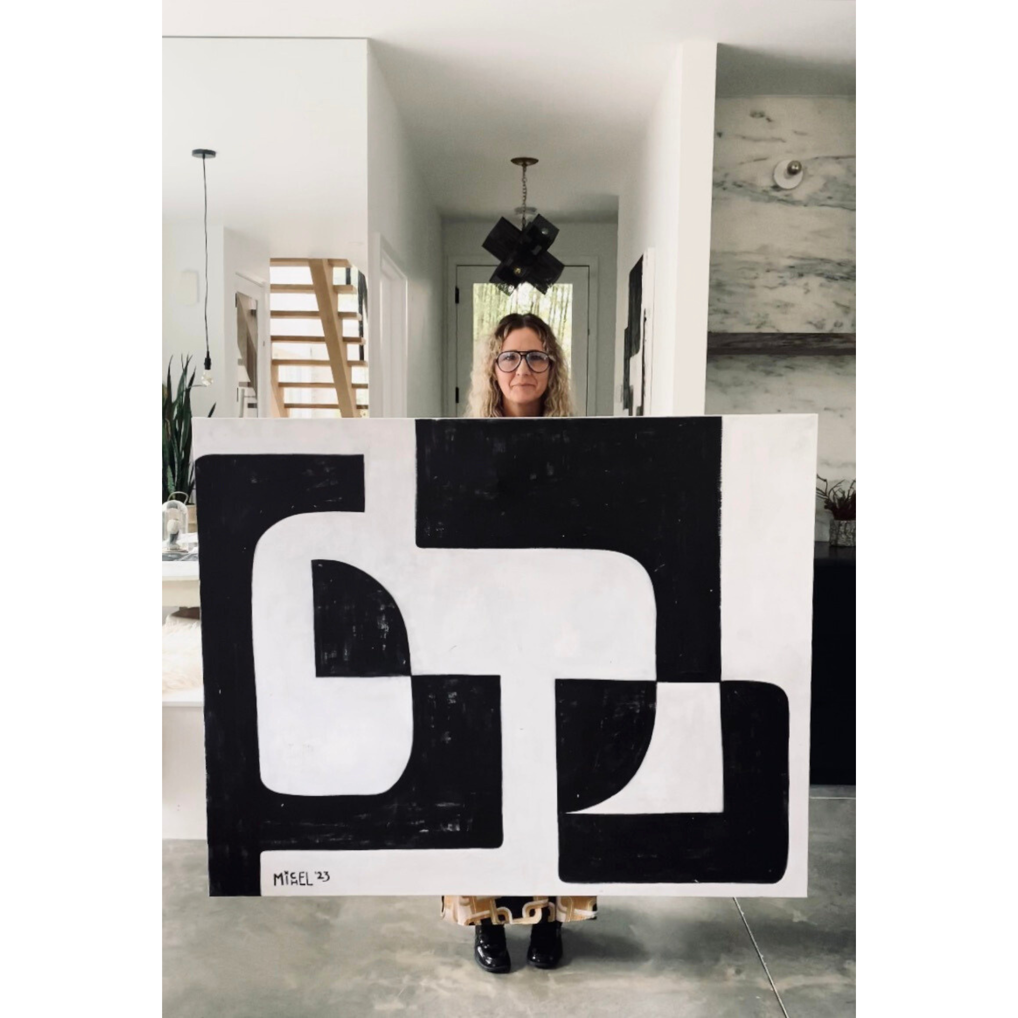 Artist and Designer Michel Van Devender | Contemporary Black and White Mixed Media Painting