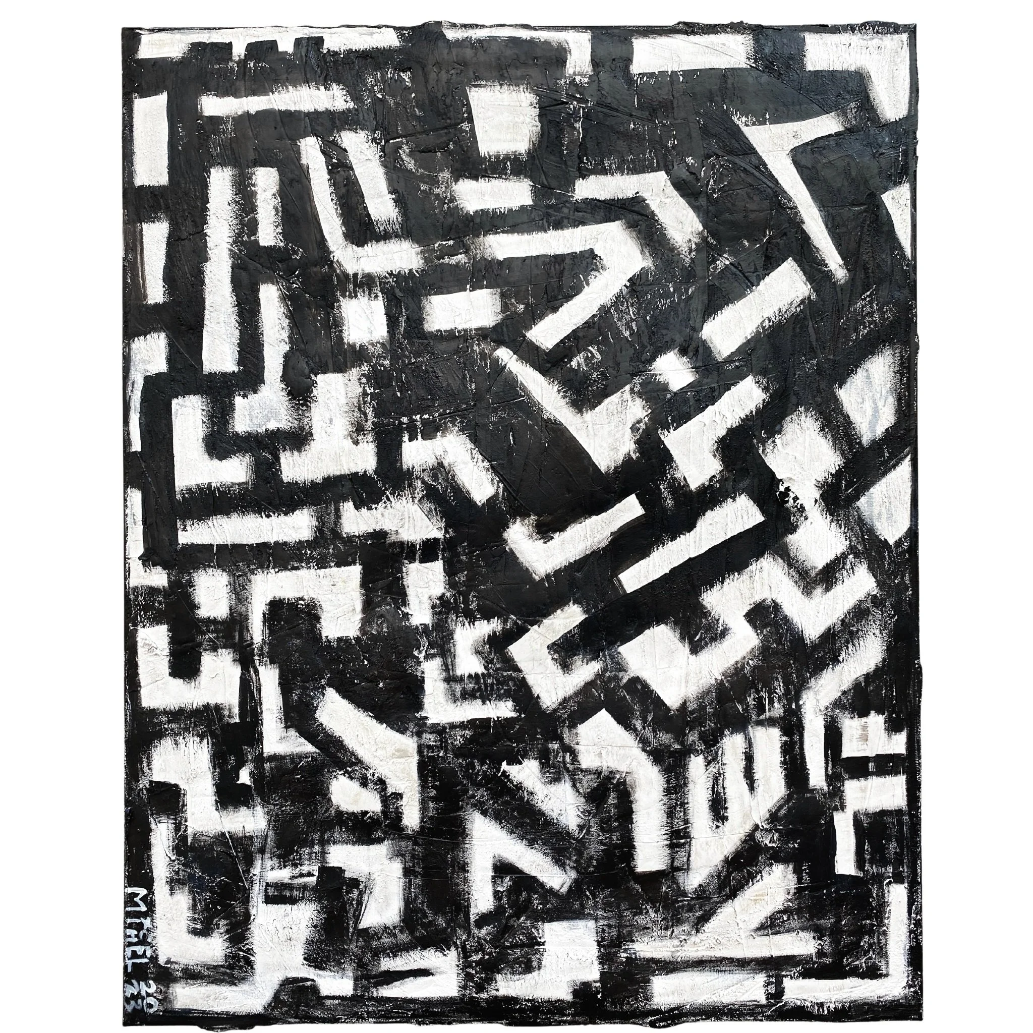 Abstract Artist Michel Van Devender | Black and White Contemporary  Mixed Media On Canvas
