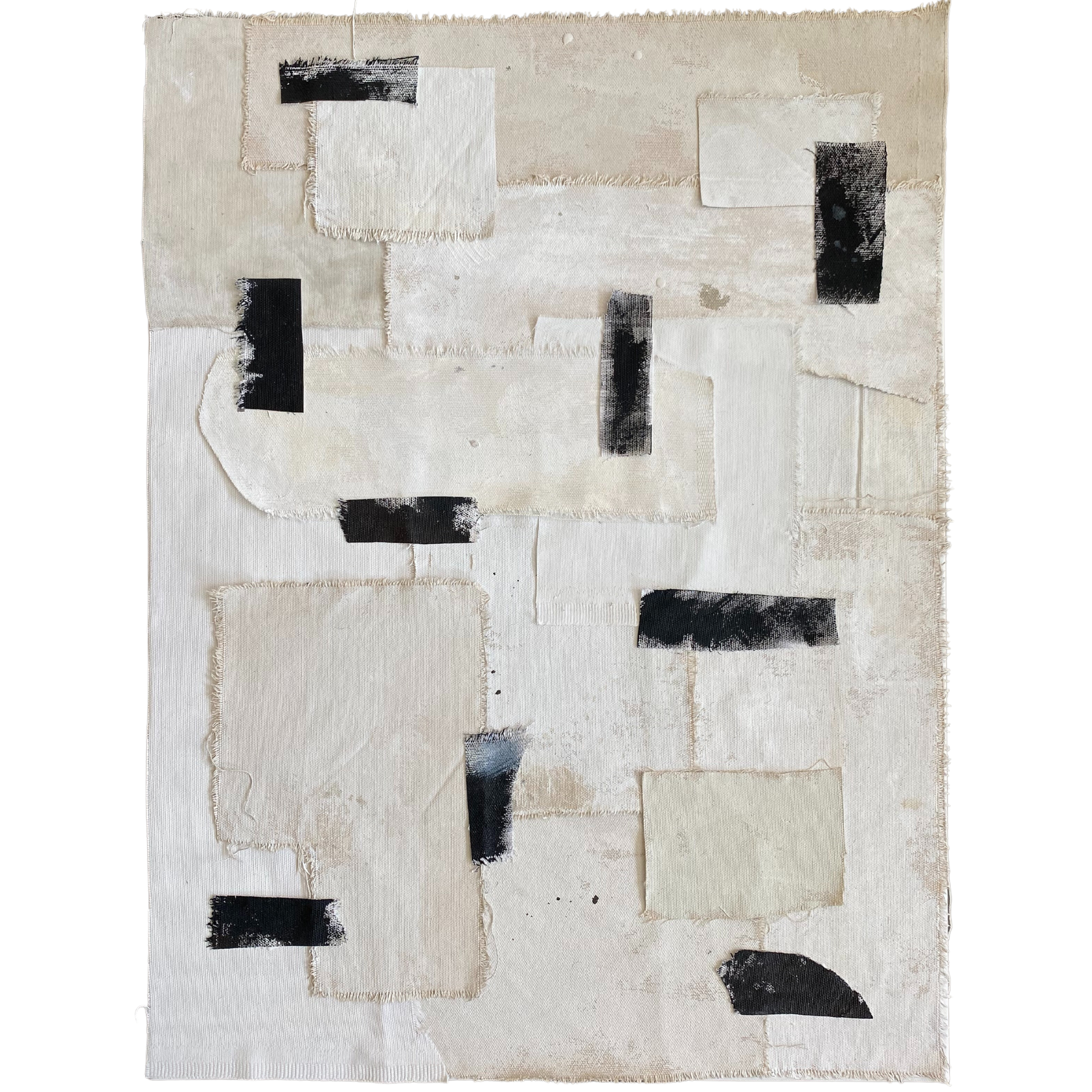 Artist Michel Van Devender Textile Collage Art | INTUITIVE GUIDANCE | Neutral, Textured, Minimal on Canvas.