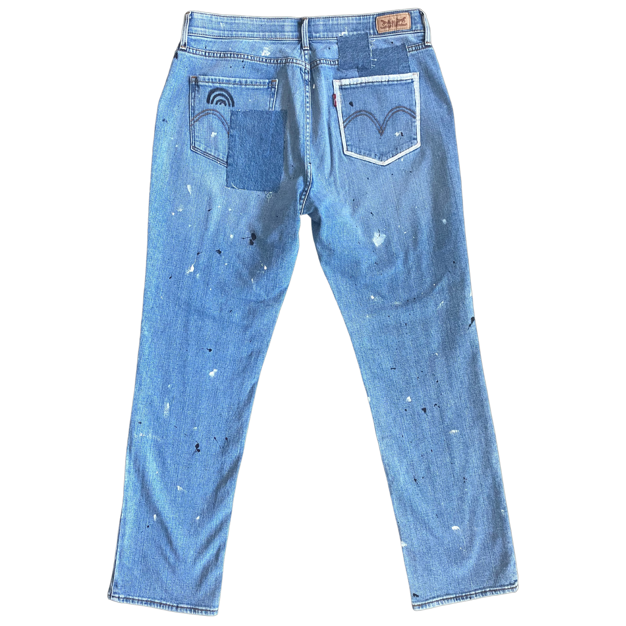 Wearable Art by Michel Van Devender. Custom designed denim. Hand-painted upcycled Levi's jeans.