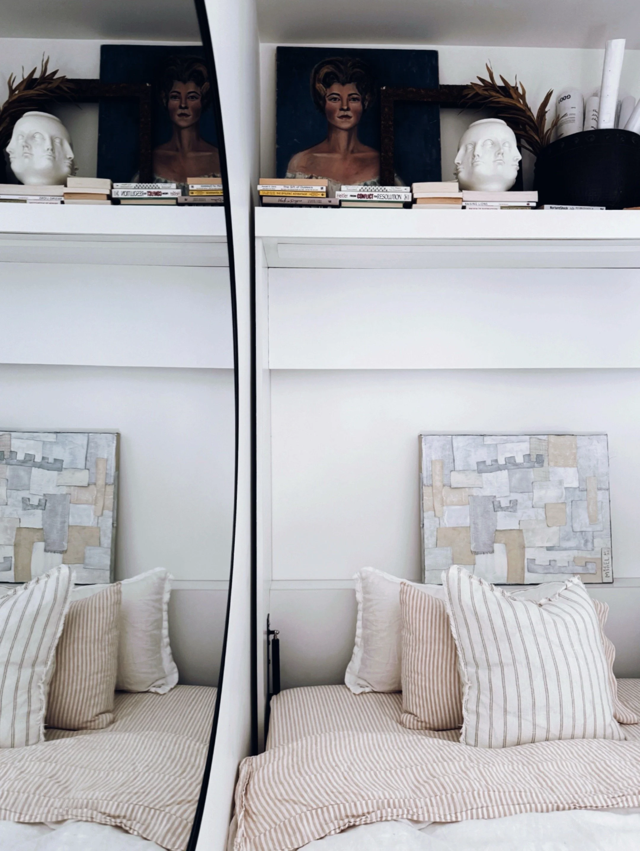 home office/guest room with murphy bed and art from the home of artist and designer michel van devender