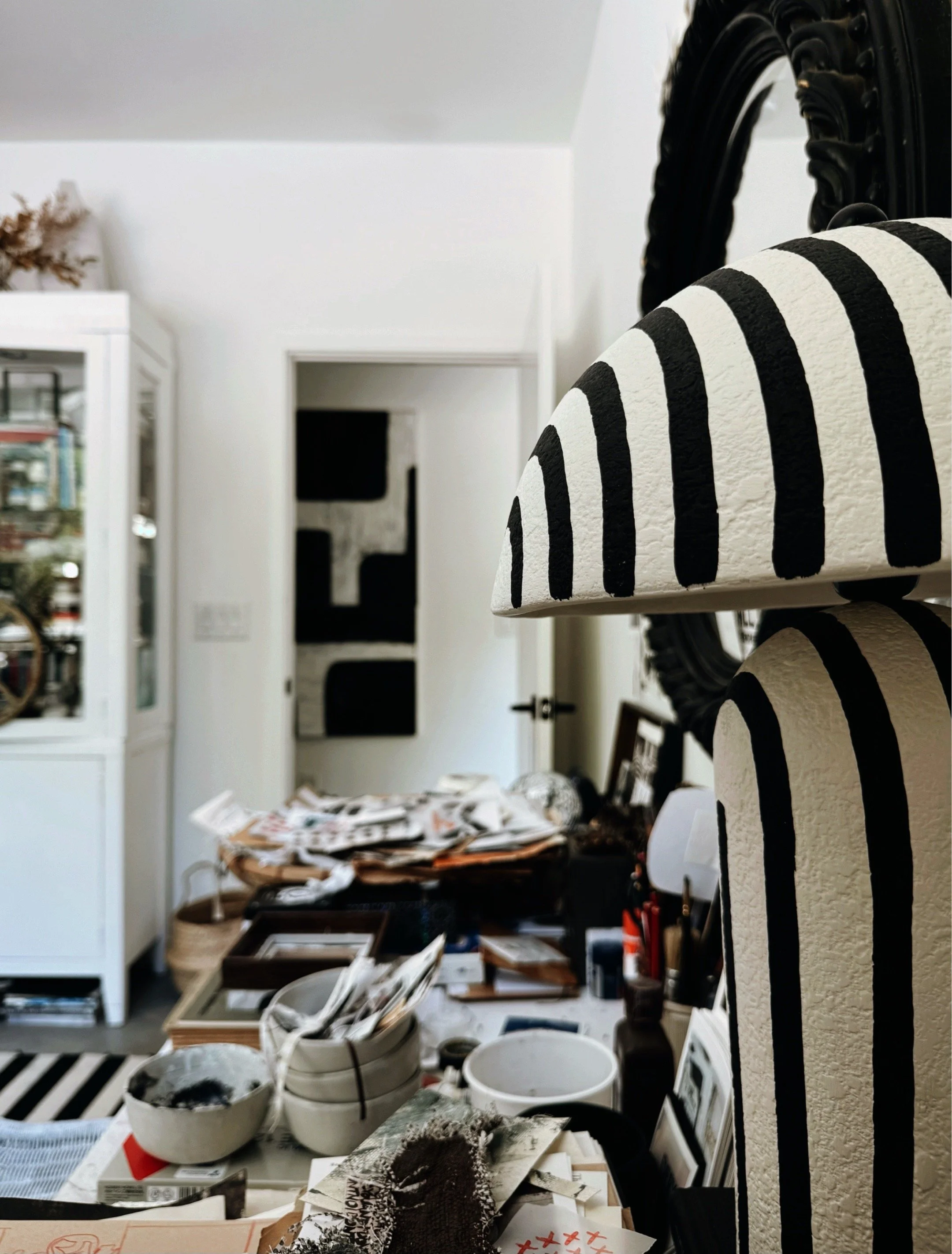 home studio of charlotte nc based abstract artist michel van devener.