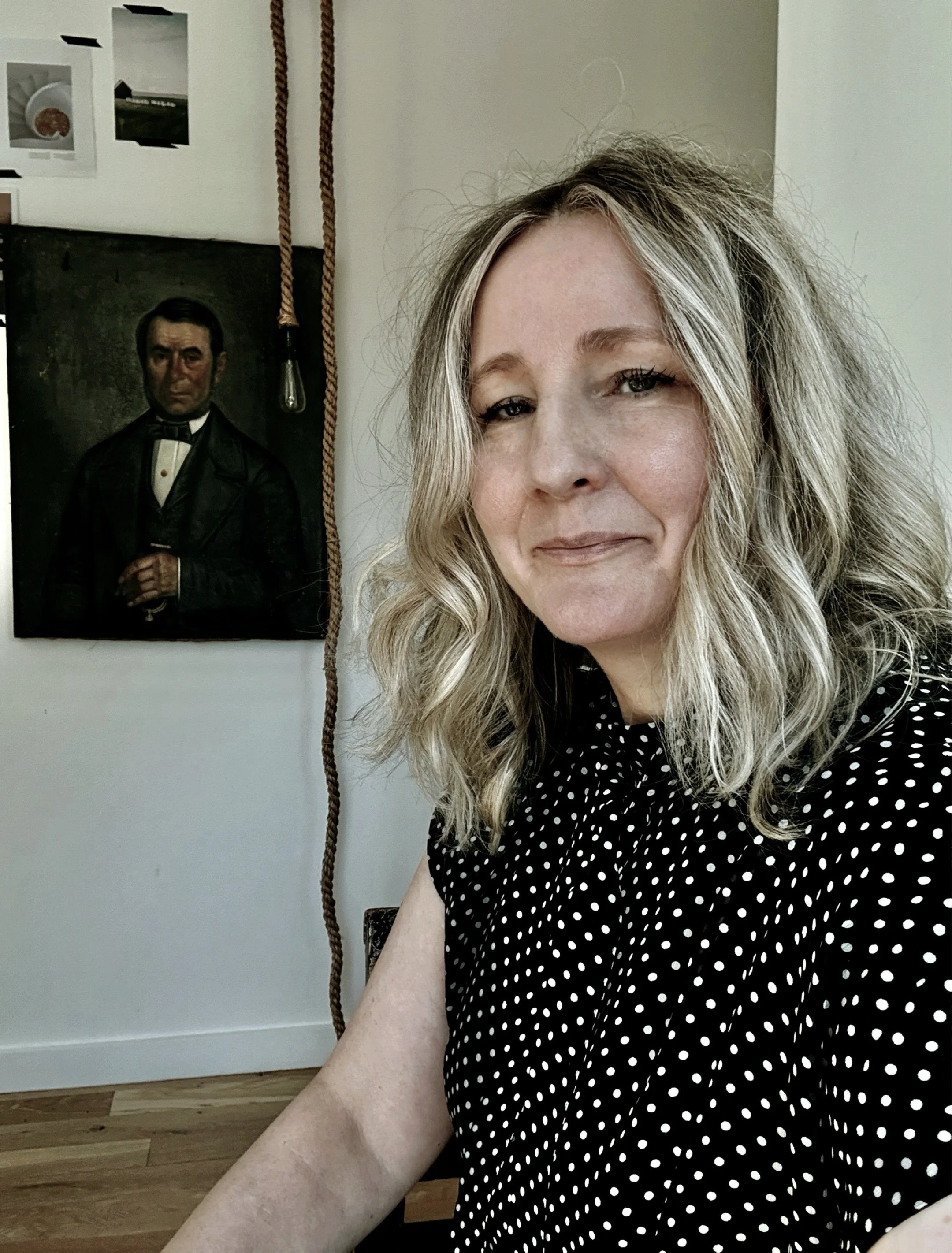 artist michel van devender in her modern black house