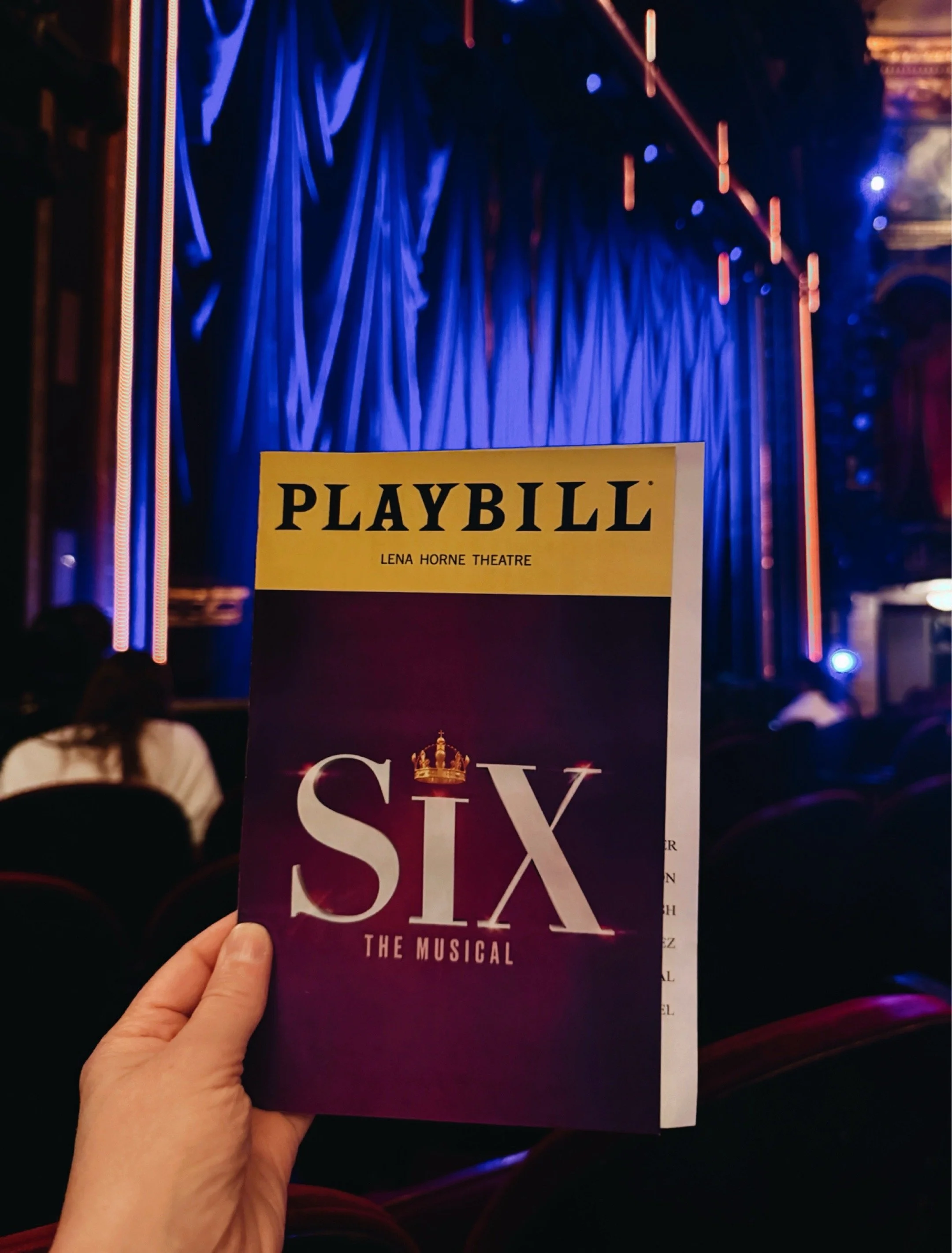 Playbill for the Broadway musical Six in New York City.