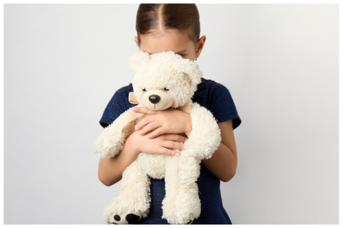 The child within holding teddy bear. Inner child