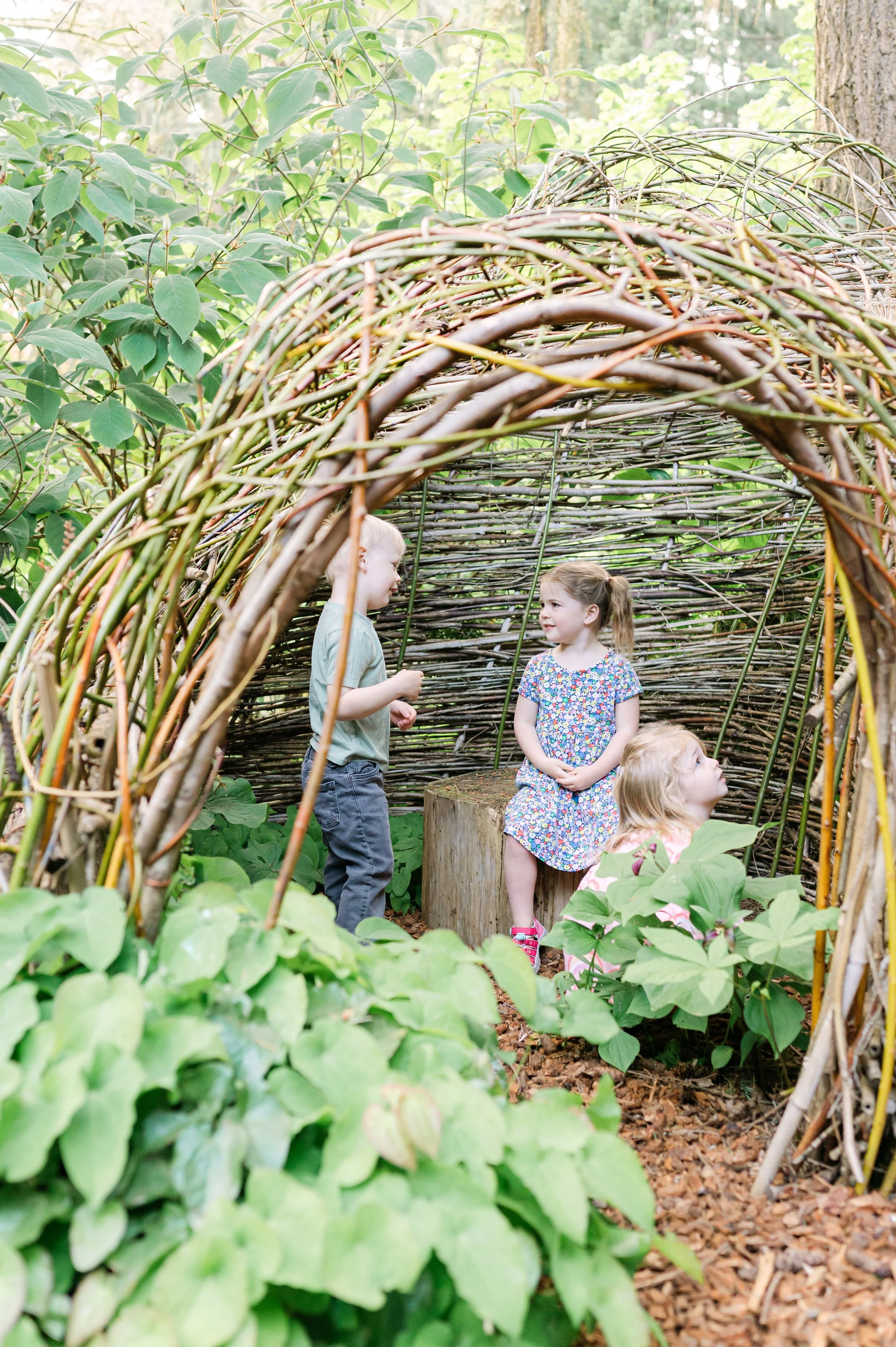 A woven willow hut in the Children's Garden