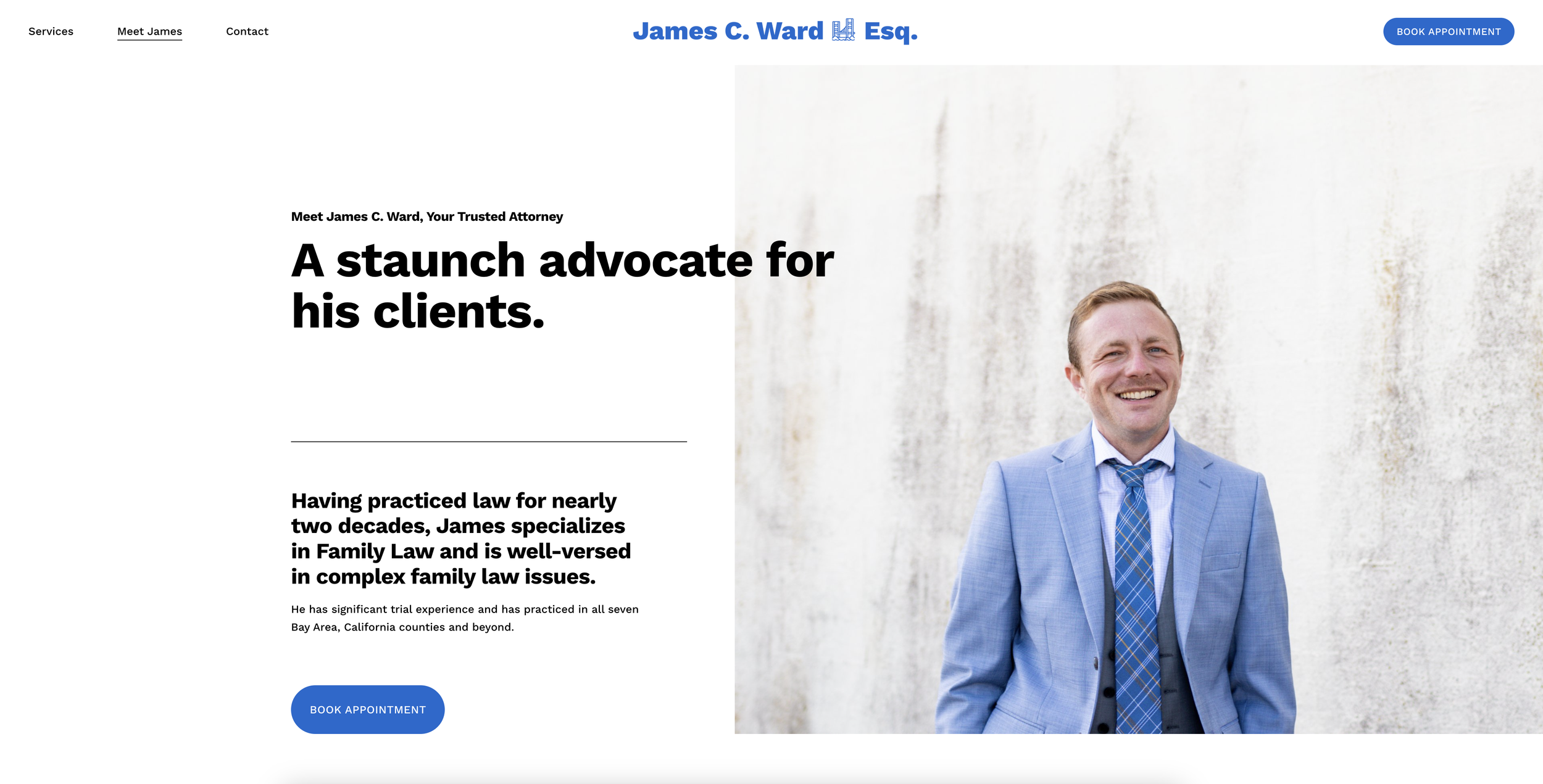Website design for a Bay Area Attorney providing strategic legal counsel and representation.