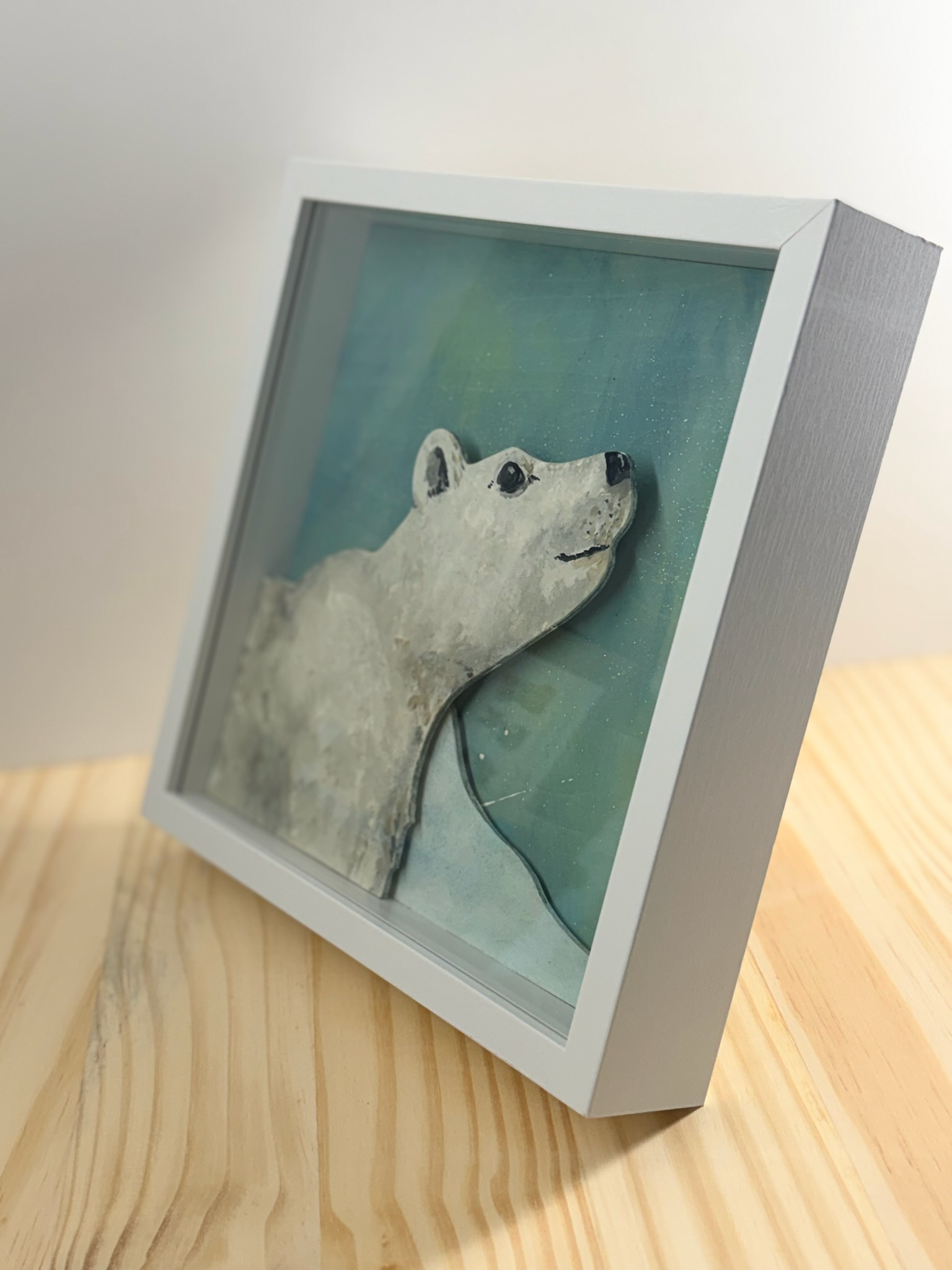 "Arctic Gaze" | 8" x 8" | 5-layer shadow box