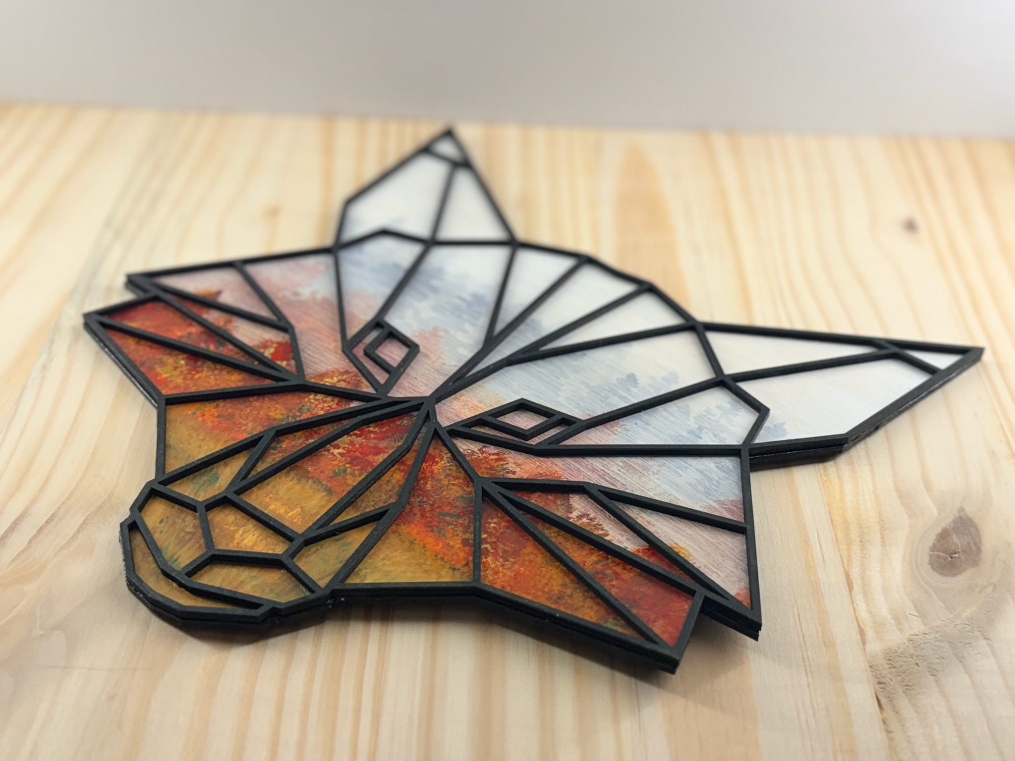 Autumn Fox" | 12" | 2-layer geometric design