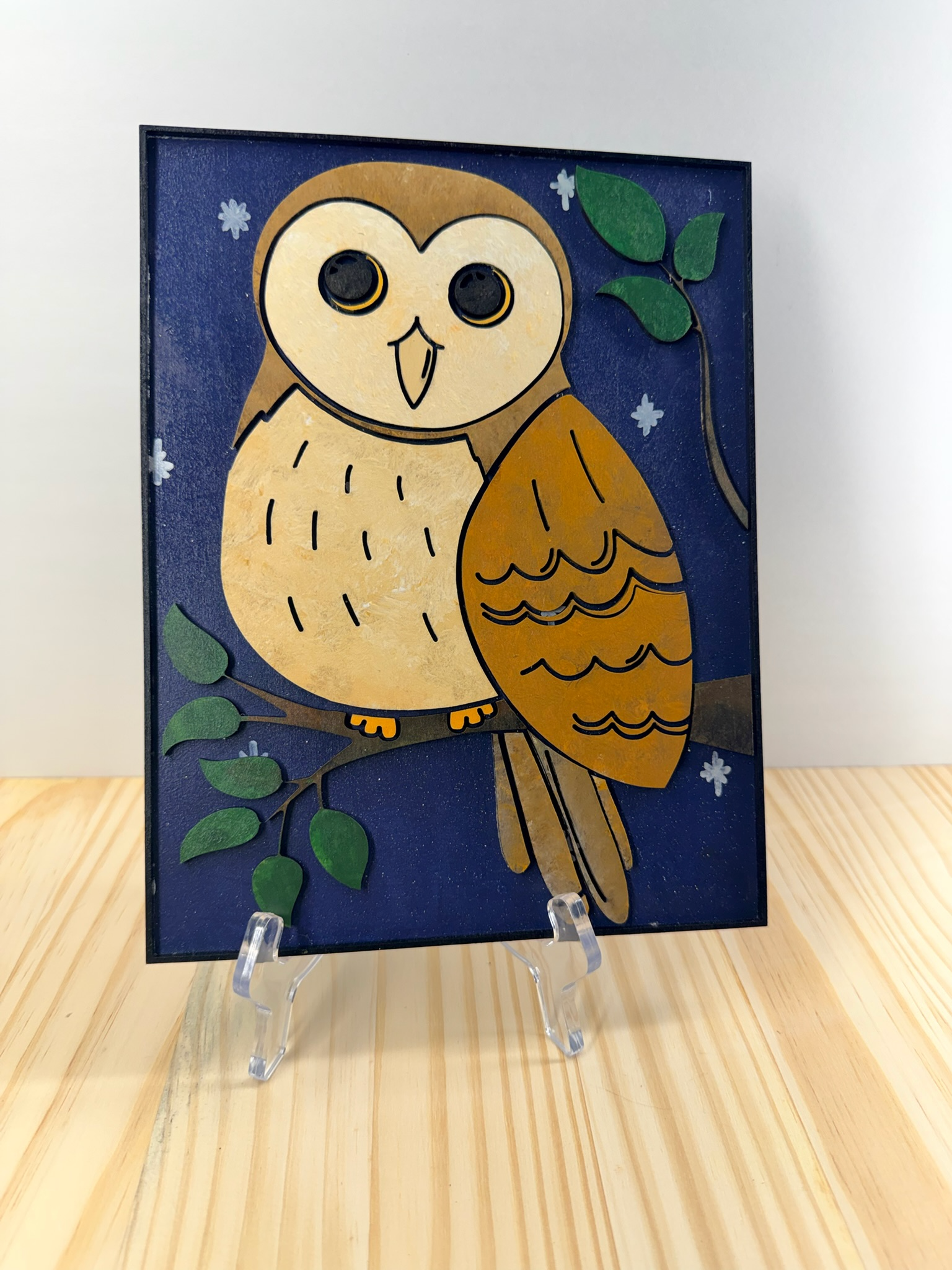 "Starlit Owl" | 7" x 10" | 2-layer design