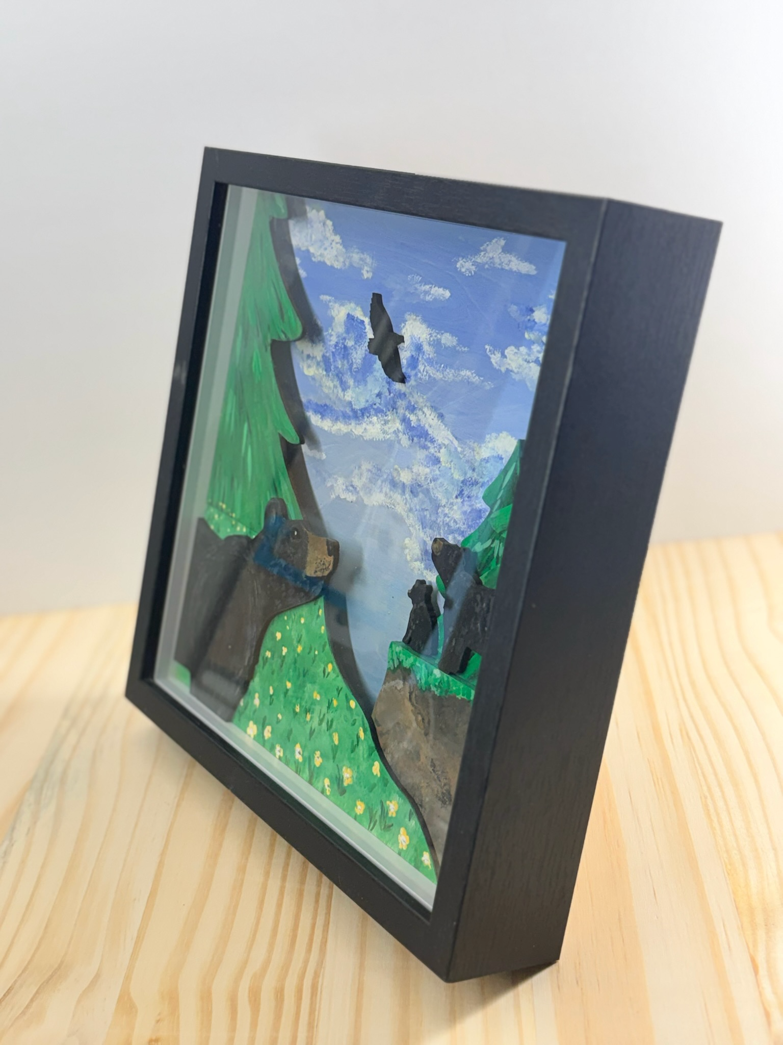 "Mountain Watch" | 8" x 8" | 6-layer shadow box