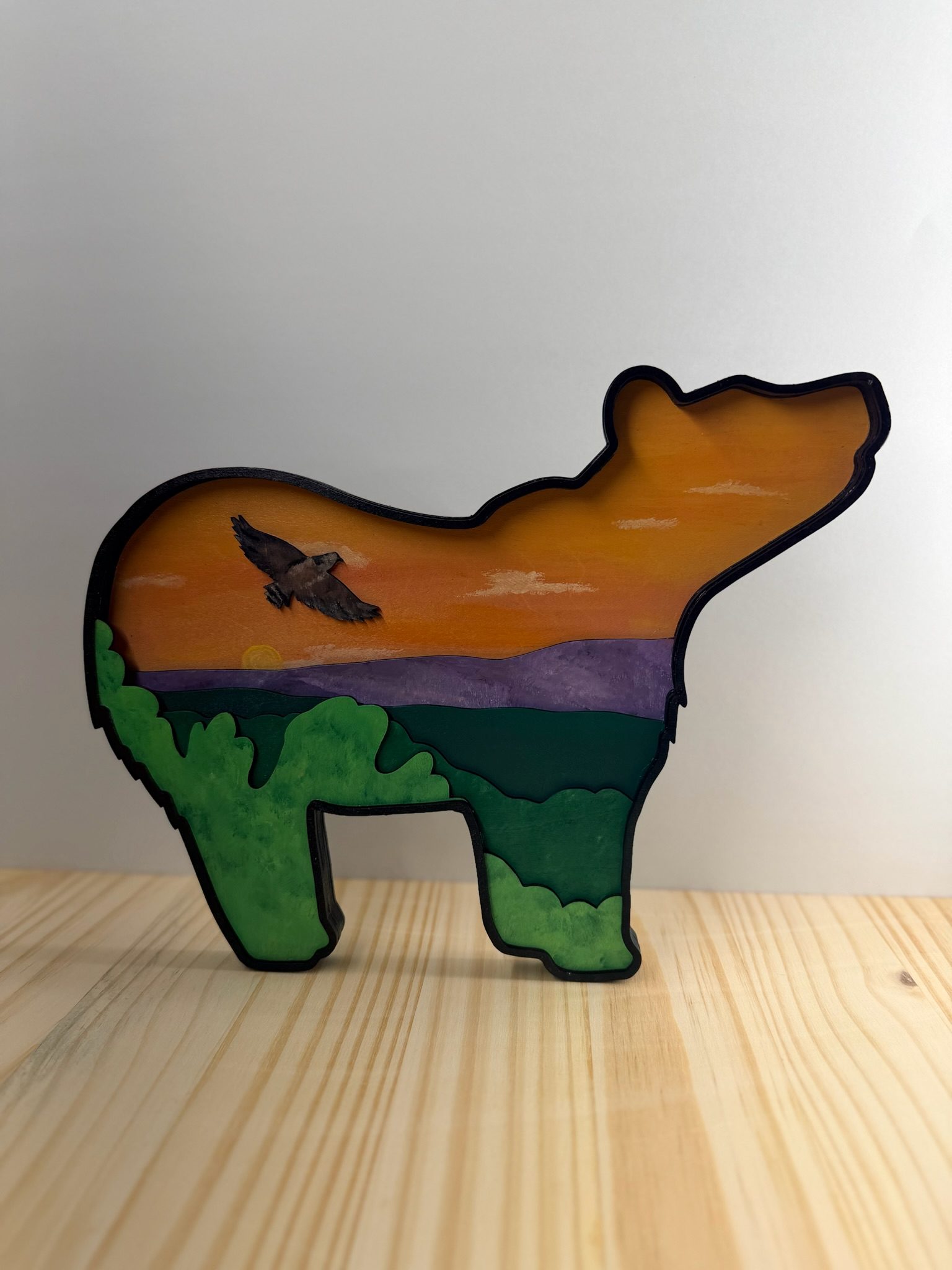 "Golden Hour Bear" | 12 x 9" | 6-layer design