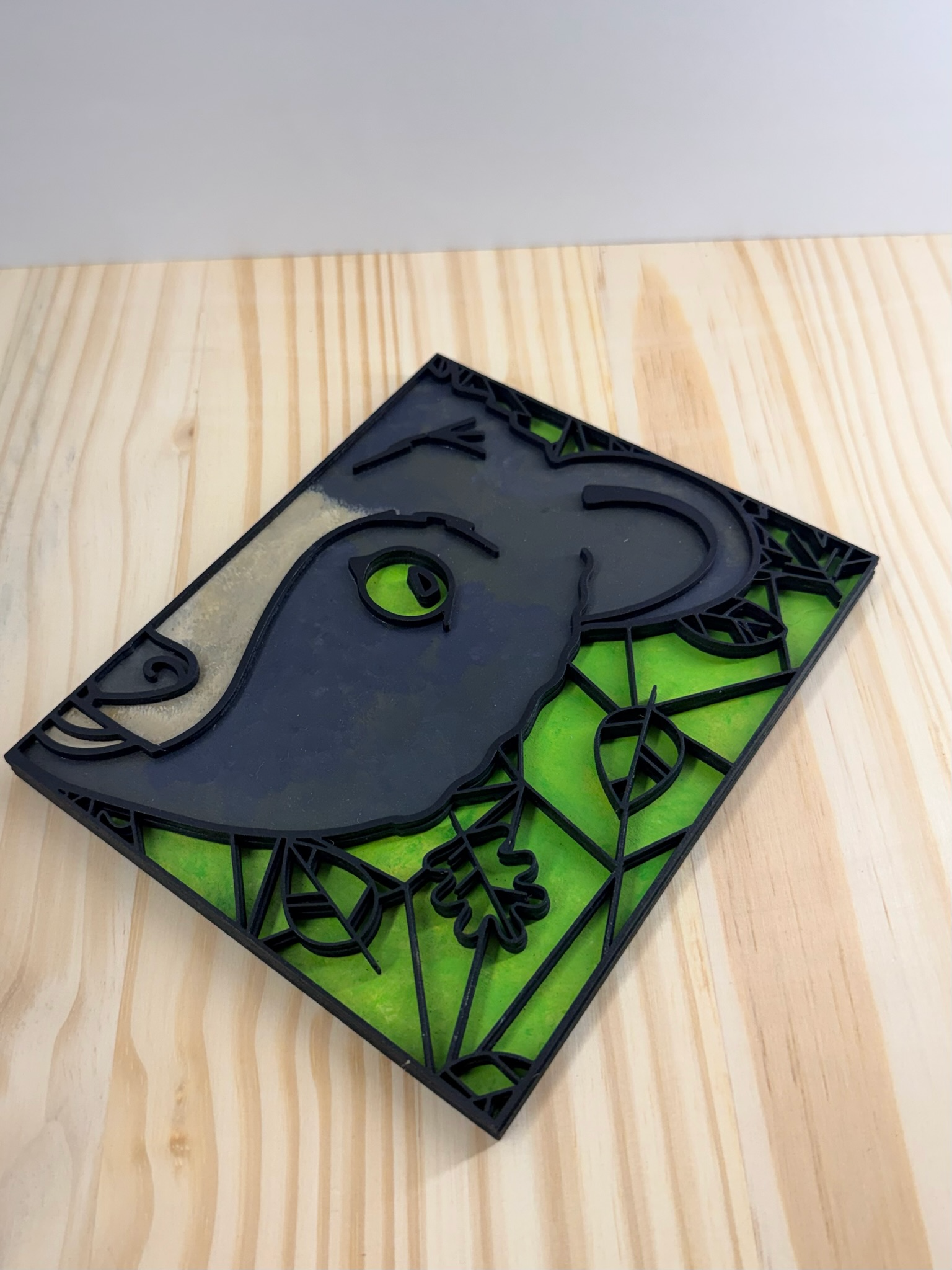 "Bear in Green" | 5.5" x 7" | 3-layer design