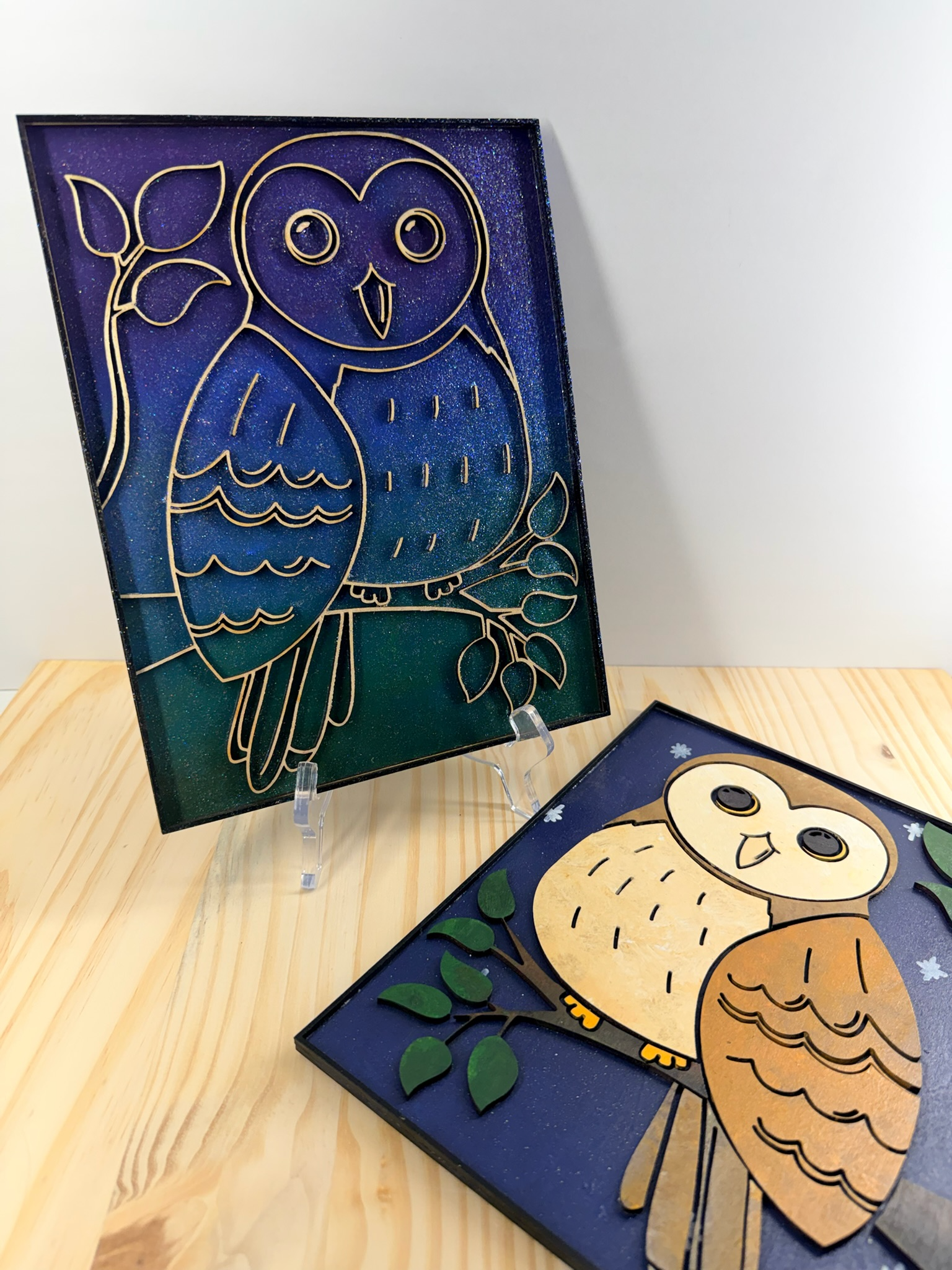 "Glitter Owl" | 7" x 10" | 2-layer design