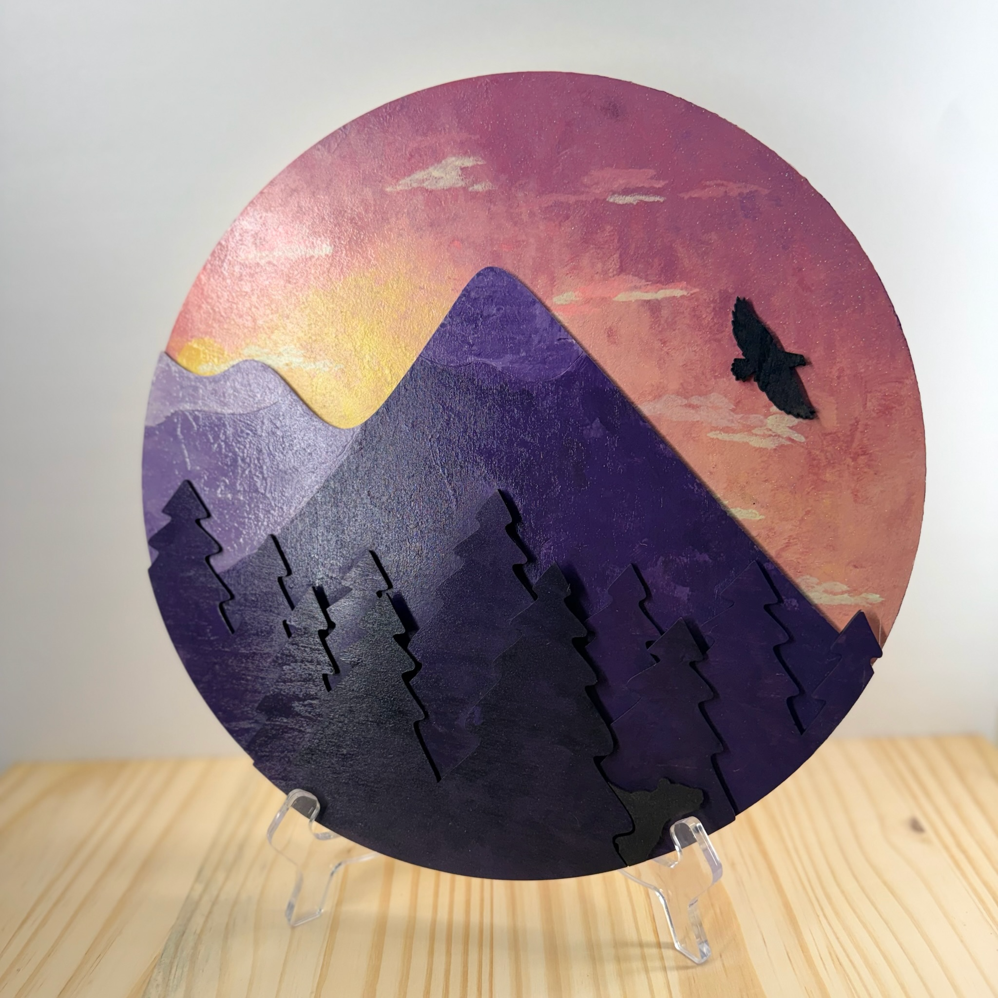 "Dusk Peaks" | 12" round | 5-layer design