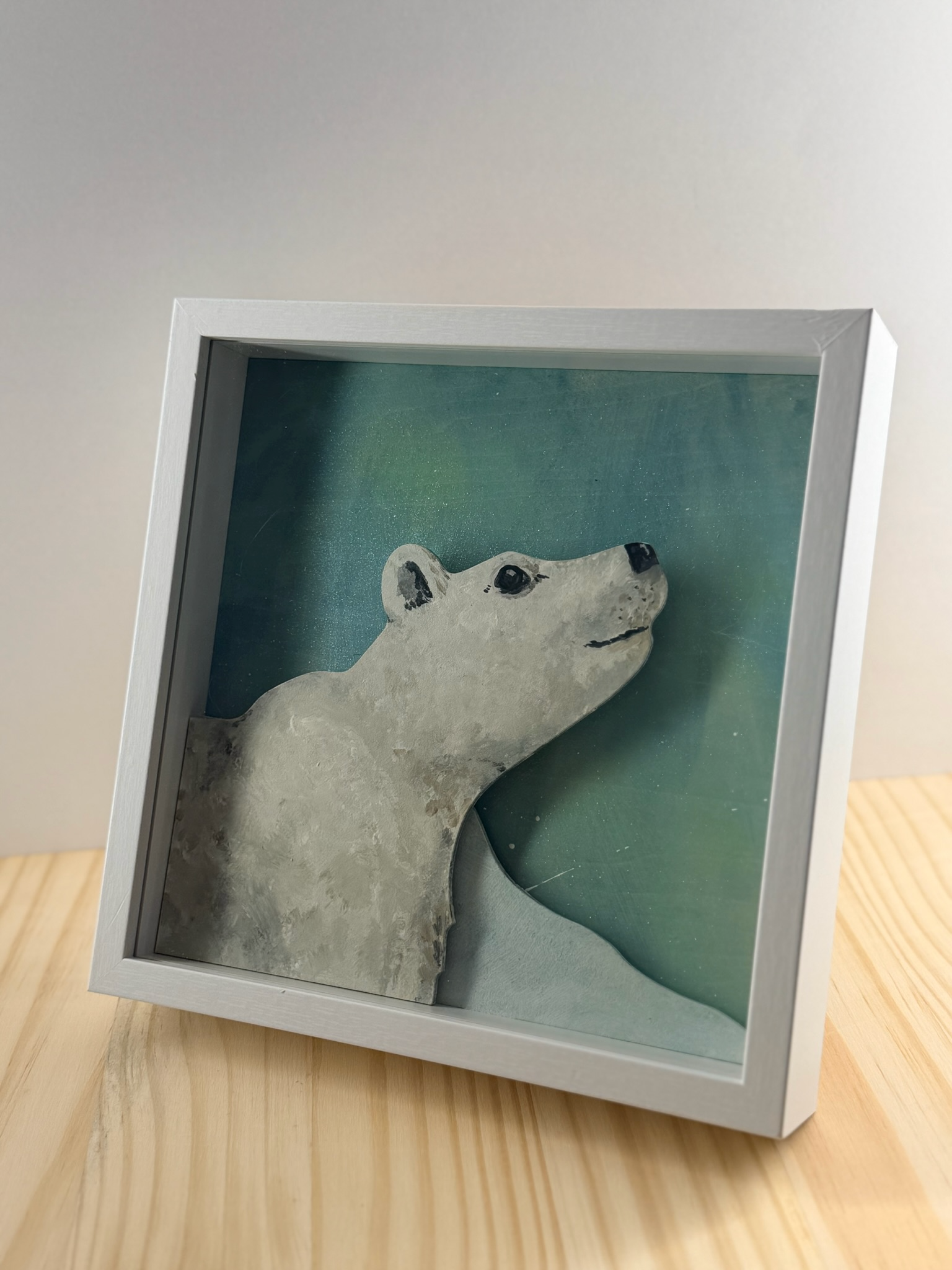 "Arctic Gaze" | 8" x 8" | 5-layer shadow box