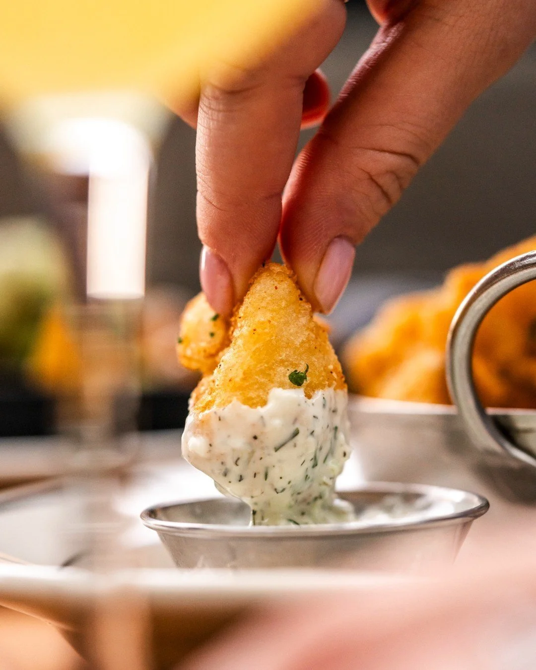 What's more comforting than golden cauliflower bites? I can't think of anything! 

Crispy Cauliflower: Light tempura batter, creamy dill pickle dip.