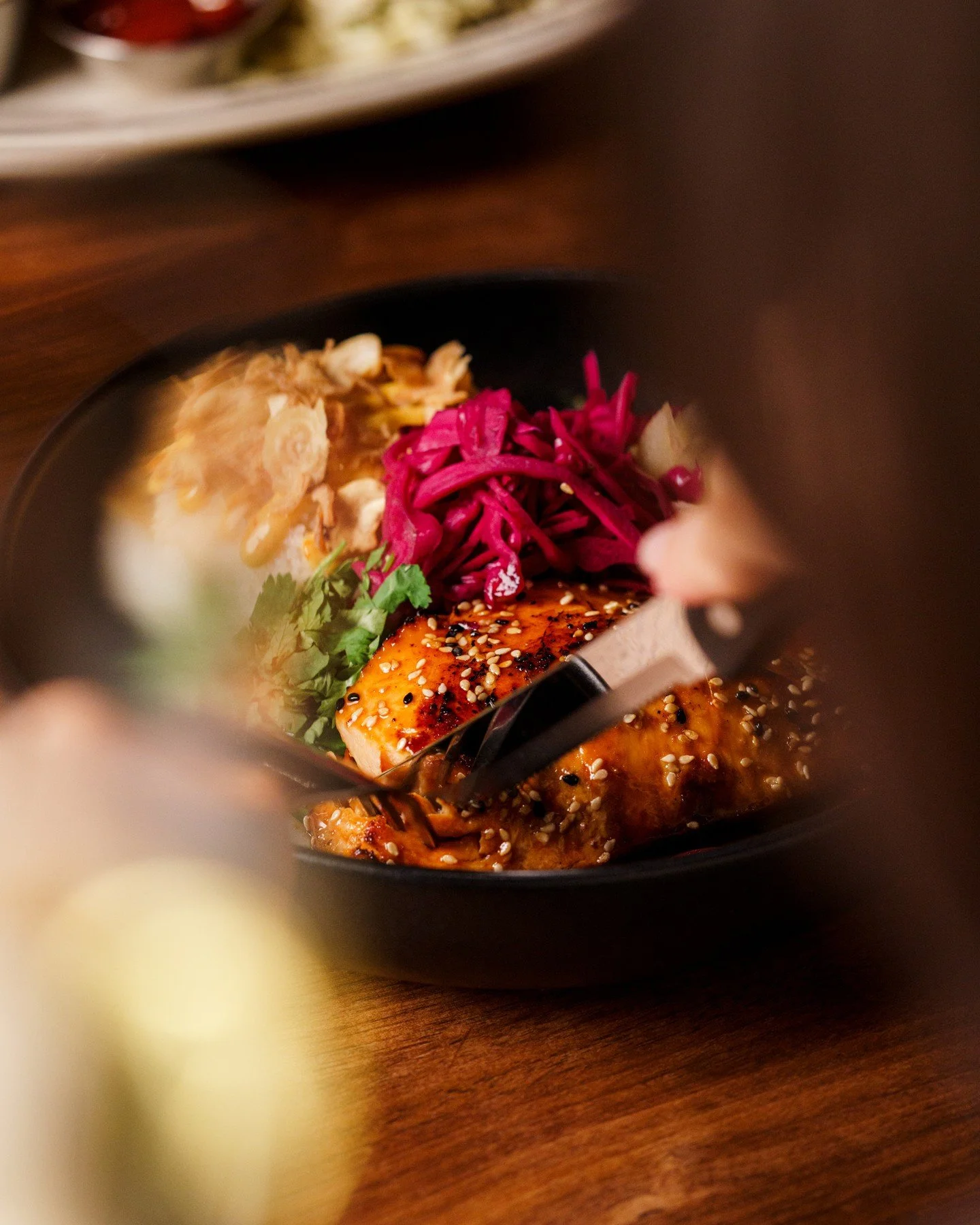 Go ahead, don&rsquo;t just stare. Take a bite.

Teriyaki Salmon Bowl: Housemade teriyaki, wok fired vegetables, coconut cashew rice, toasted sesame, ginger, cilantro.