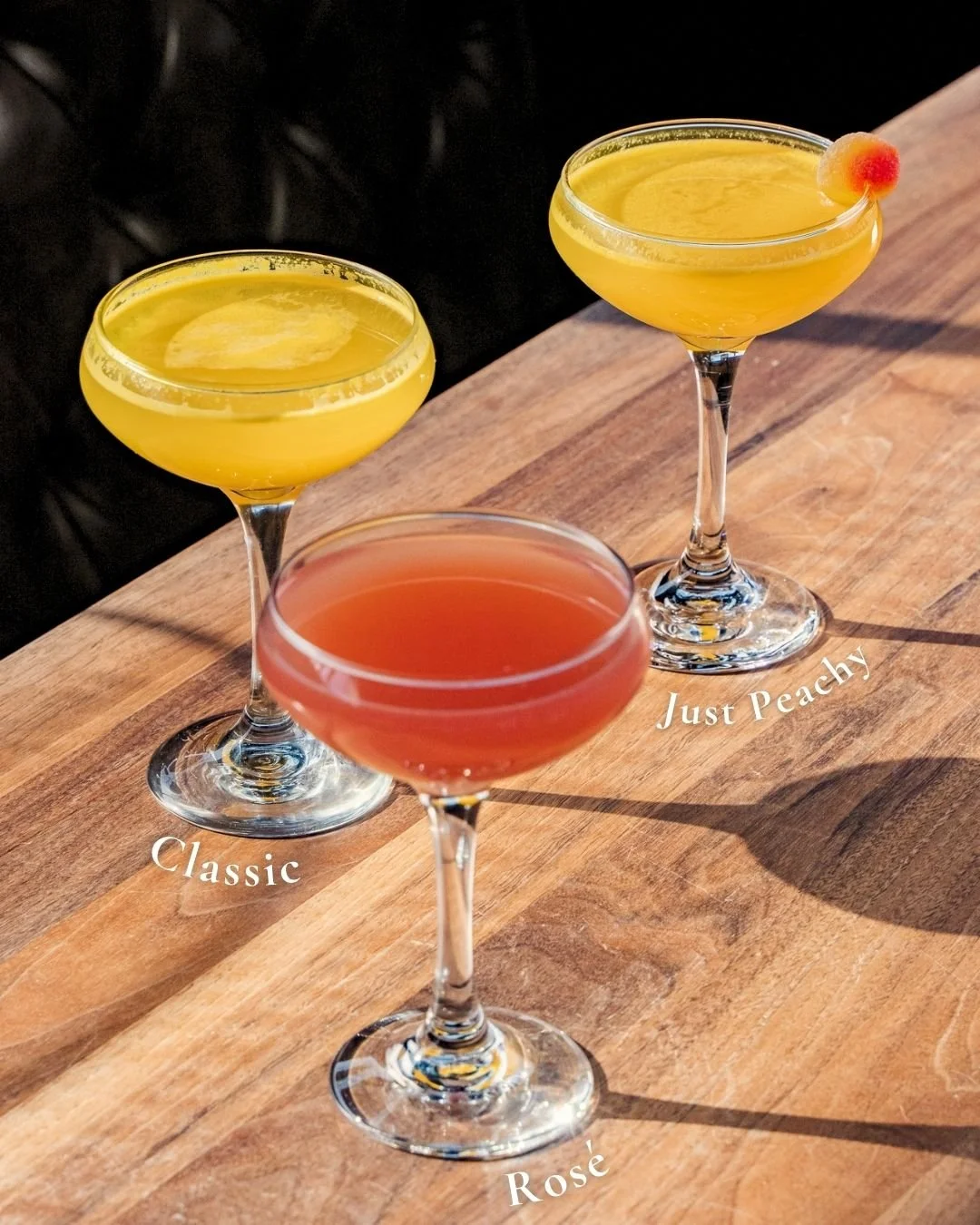 How do you take your mimosas? 🥂

Classic Mimosa: Ruffino prosecco, fresh pressed orange juice.

Just Peachy Mimosa:  Ruffino prosecco, peach schnapps, fresh pressed orange.

Ros&eacute; Mimosa: Saintly sparkling ros&eacute;, fresh pressed grapefruit