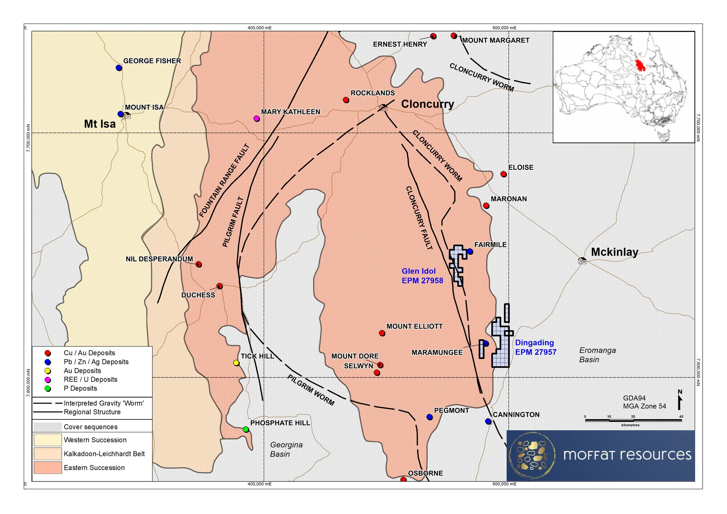 Moffat Resources, Dingading, Glen Idol, EPM27957, EPM27958, Cannington, Eastern Succession, Cloncurry