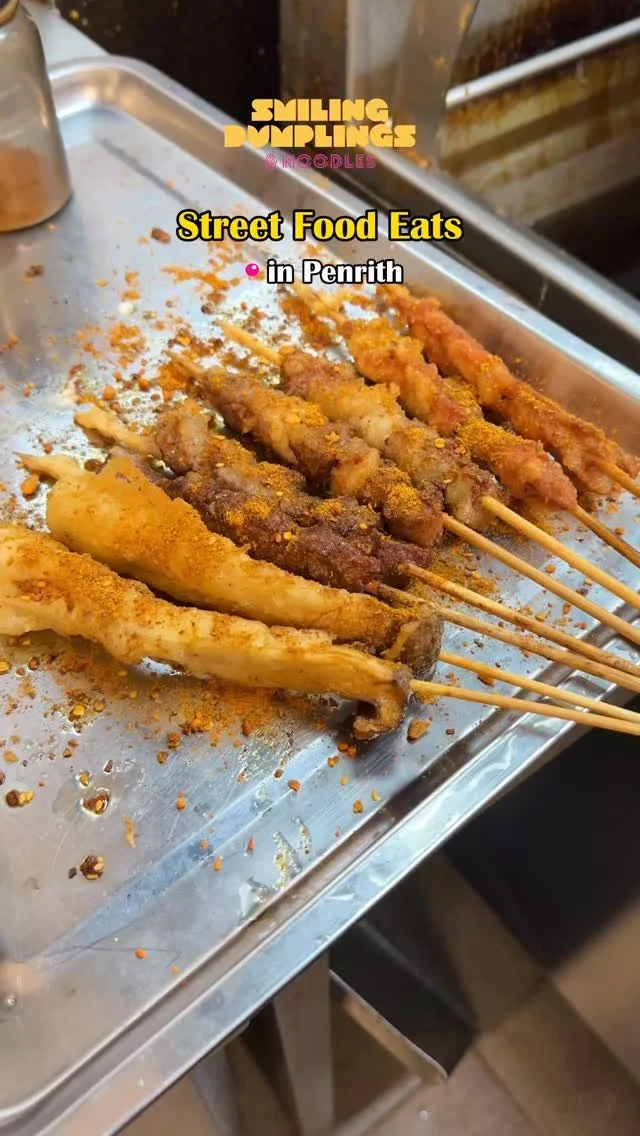 Dumplings and Noodles AND SKEWERS??? House made batter and chilli powder give our sticks of crispy goodness that cooked to order  freshness that we are known for! #dumplings #noodles #chinesefood #penritheats #skewers #sydneyeats