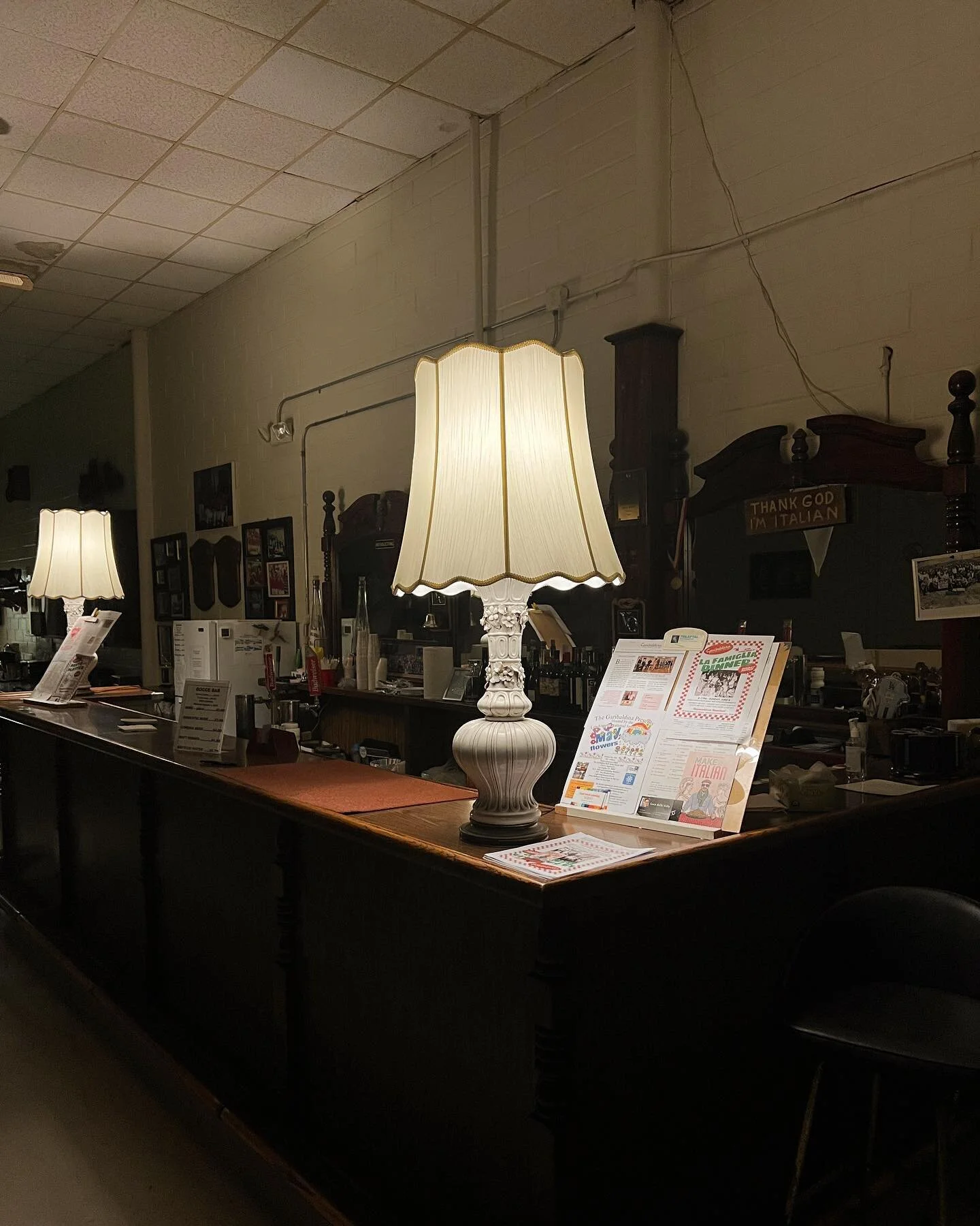 Workshopping a vintage lamp situation on the bocce bar. 💡🔴🔴🔴🍷