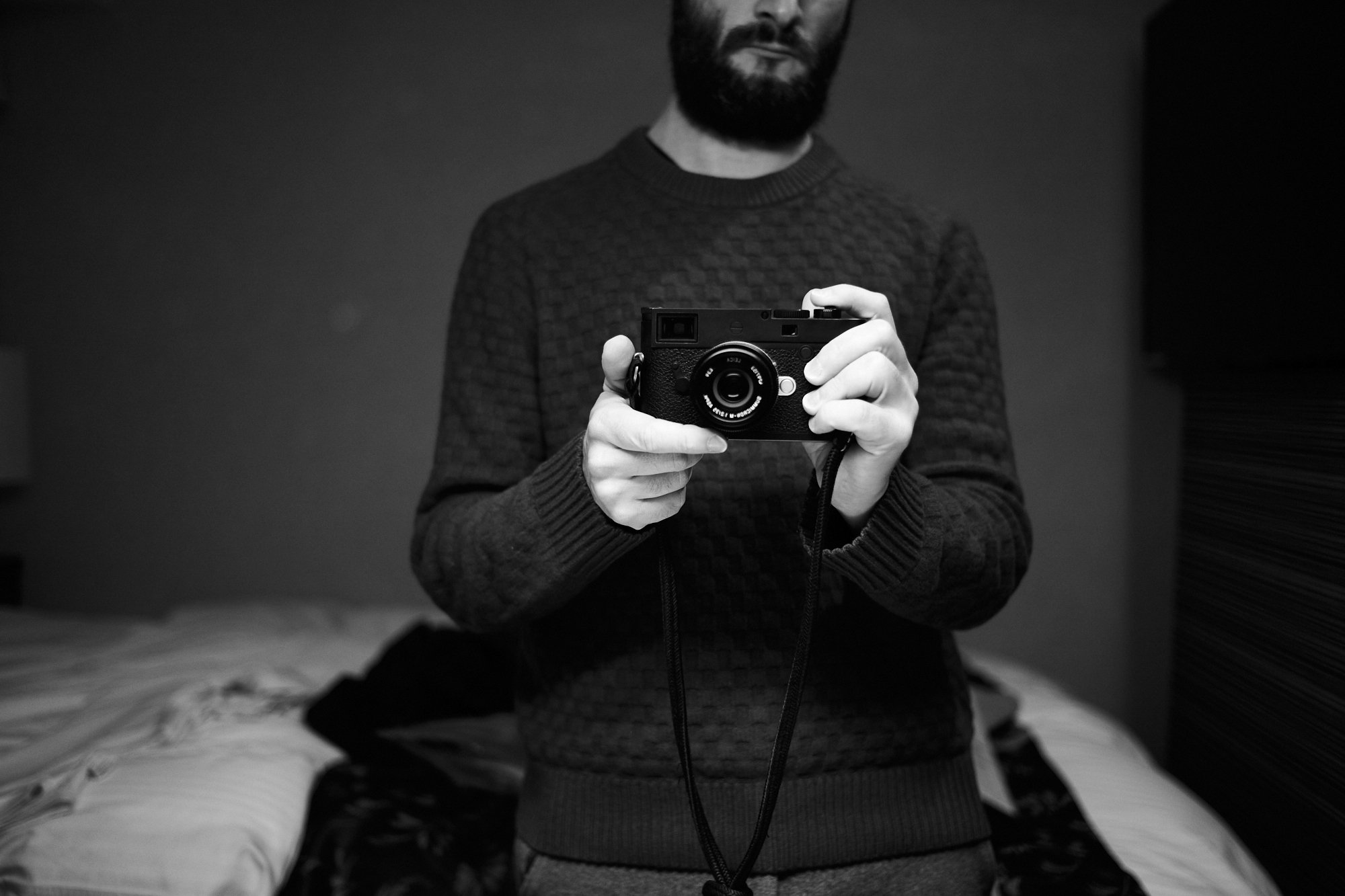 Autoportrait in quarantine hotel room in Osaka, Japan by Xavier Andujar.