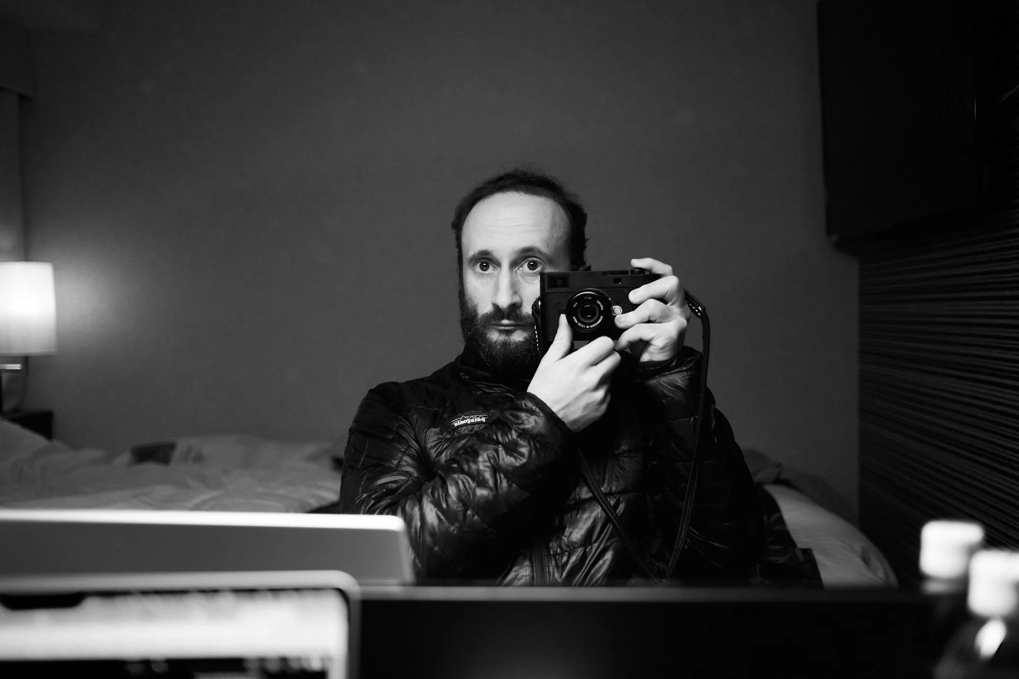 Autoportrait in quarantine hotel room in Osaka, Japan by Xavier Andujar.
