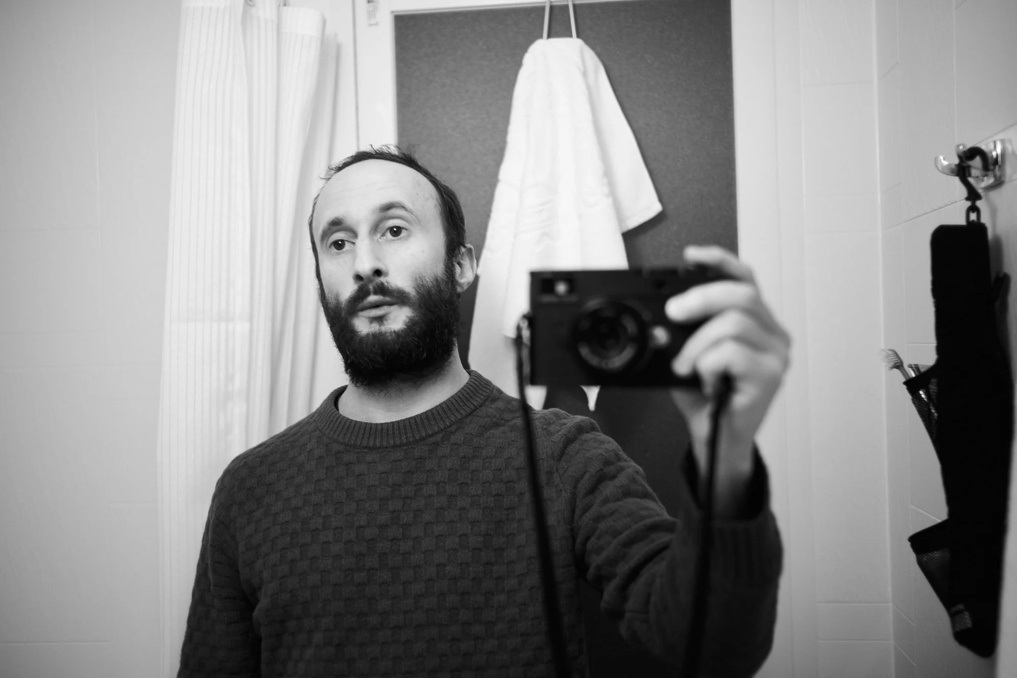 Autoportrait in quarantine hotel room in Osaka, Japan by Xavier Andujar.
