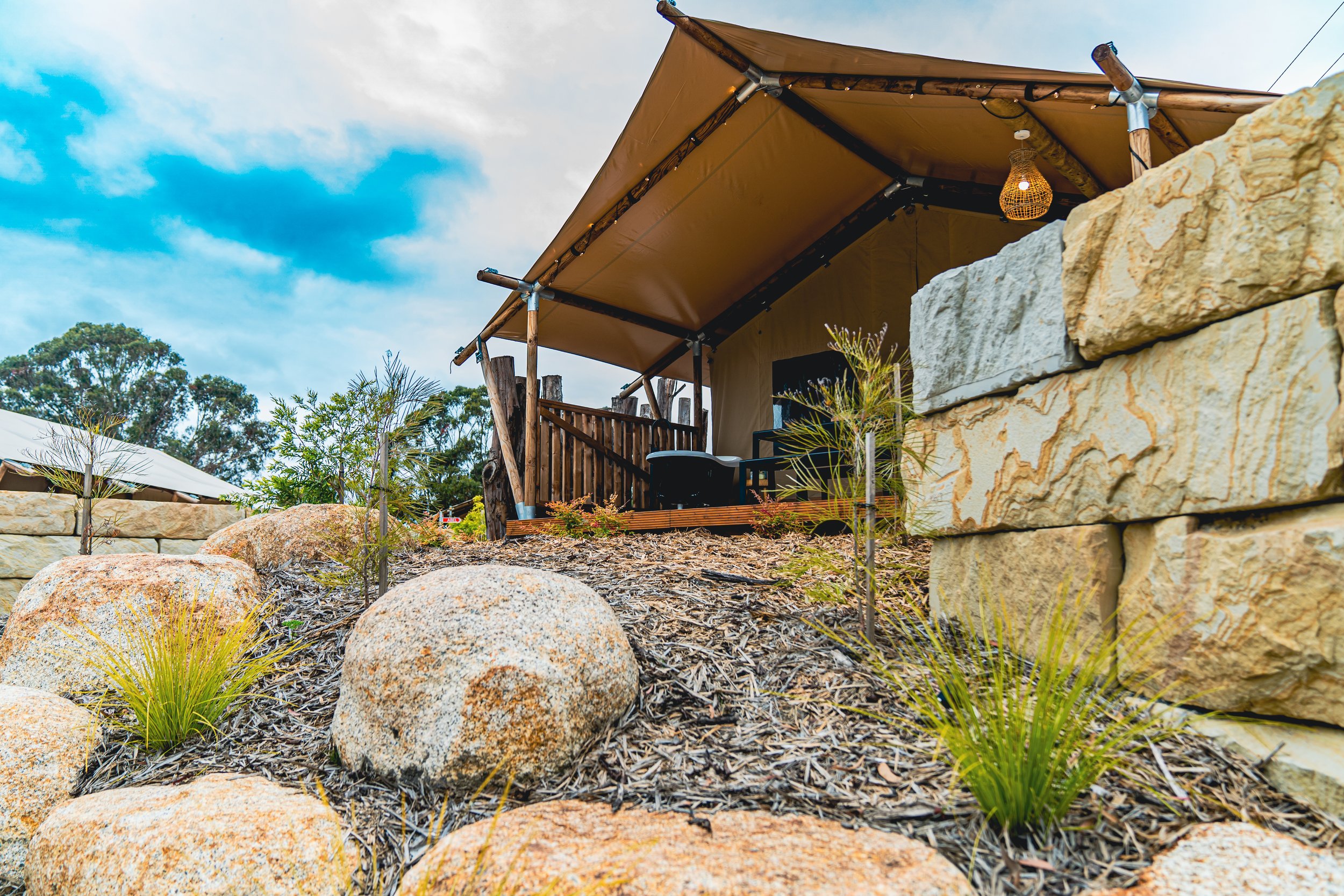 Relaxing bath on the deck, Glamping