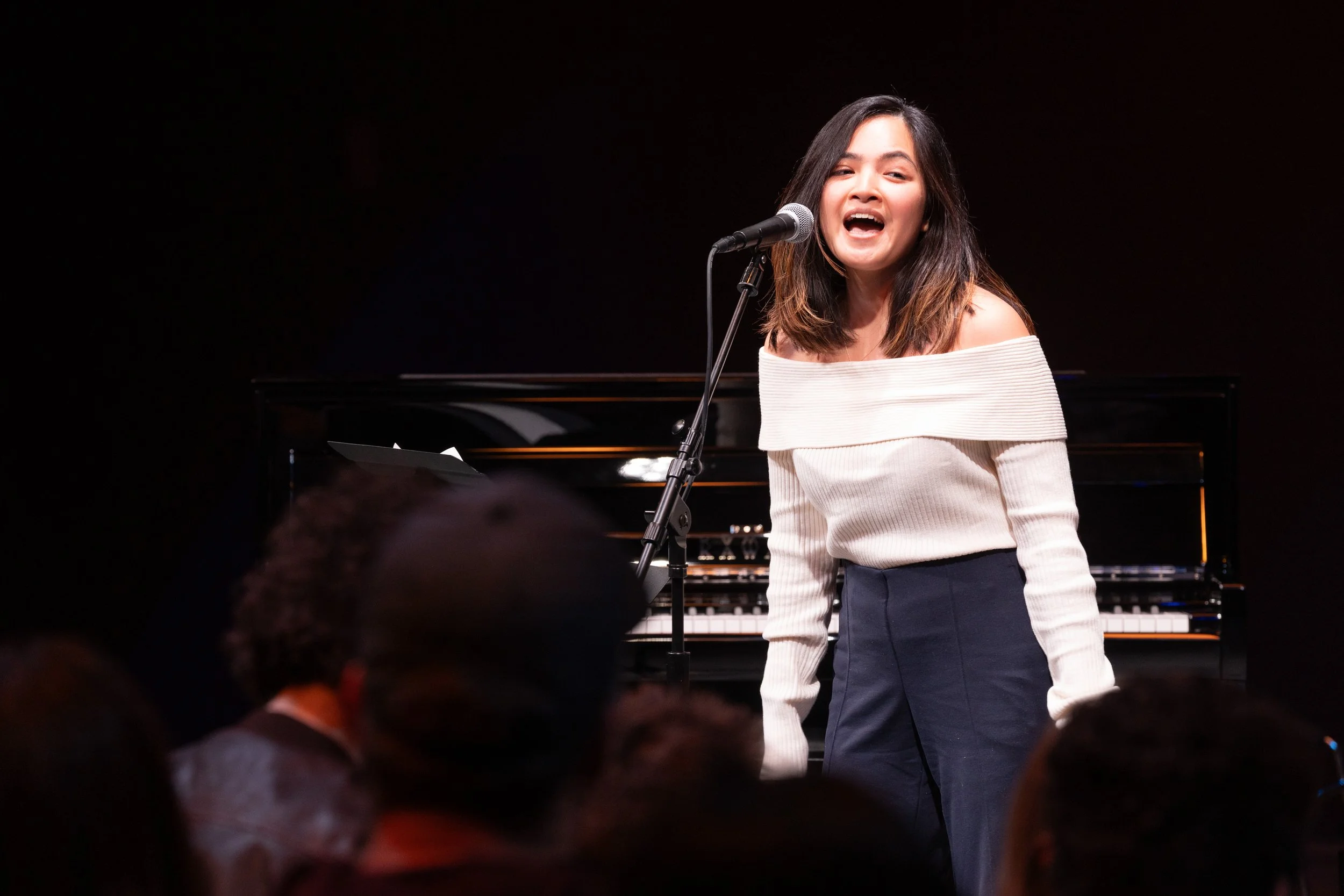 Adult singer performing at biannual adult recital