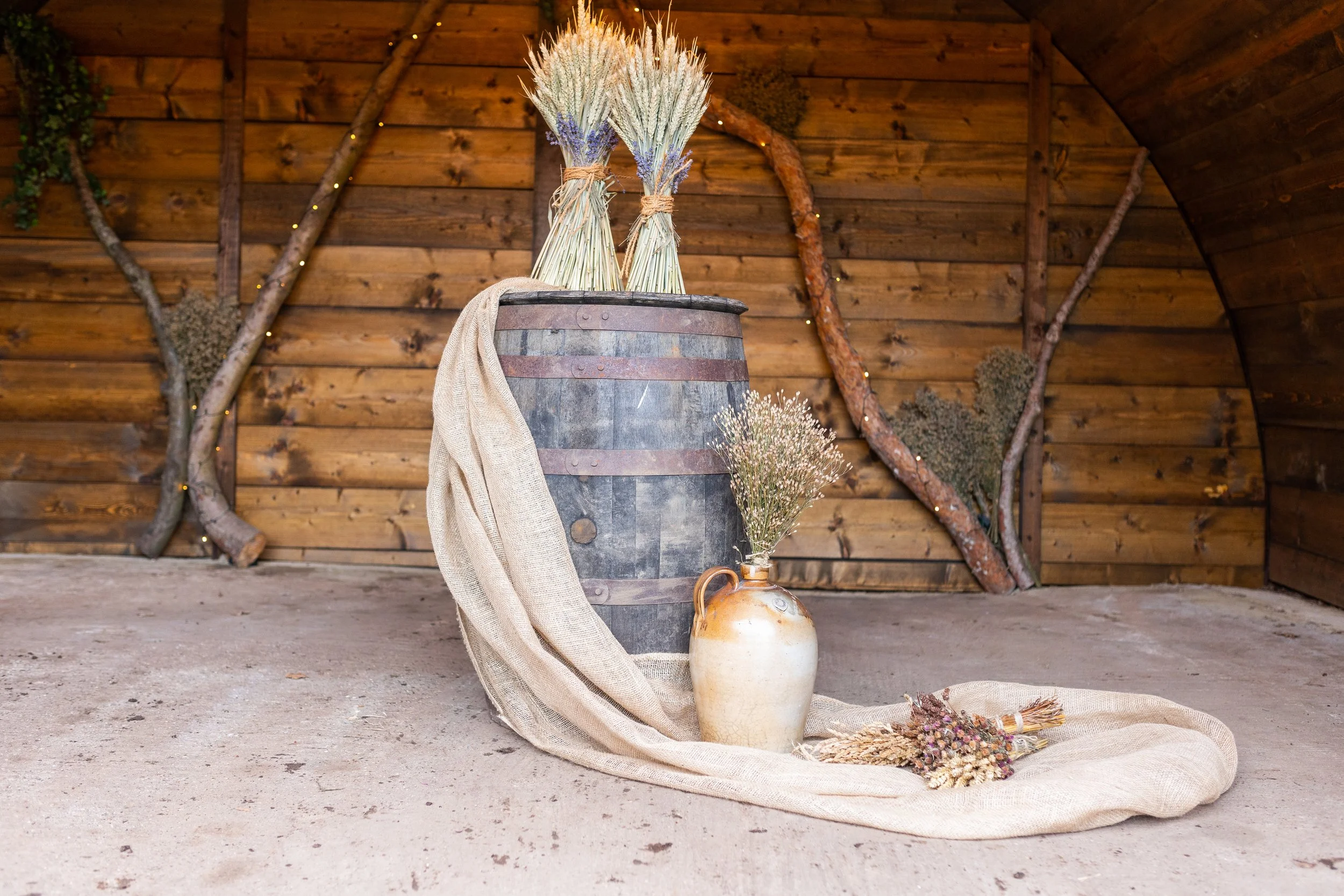 Decorated Barrel - Wheat Stooks