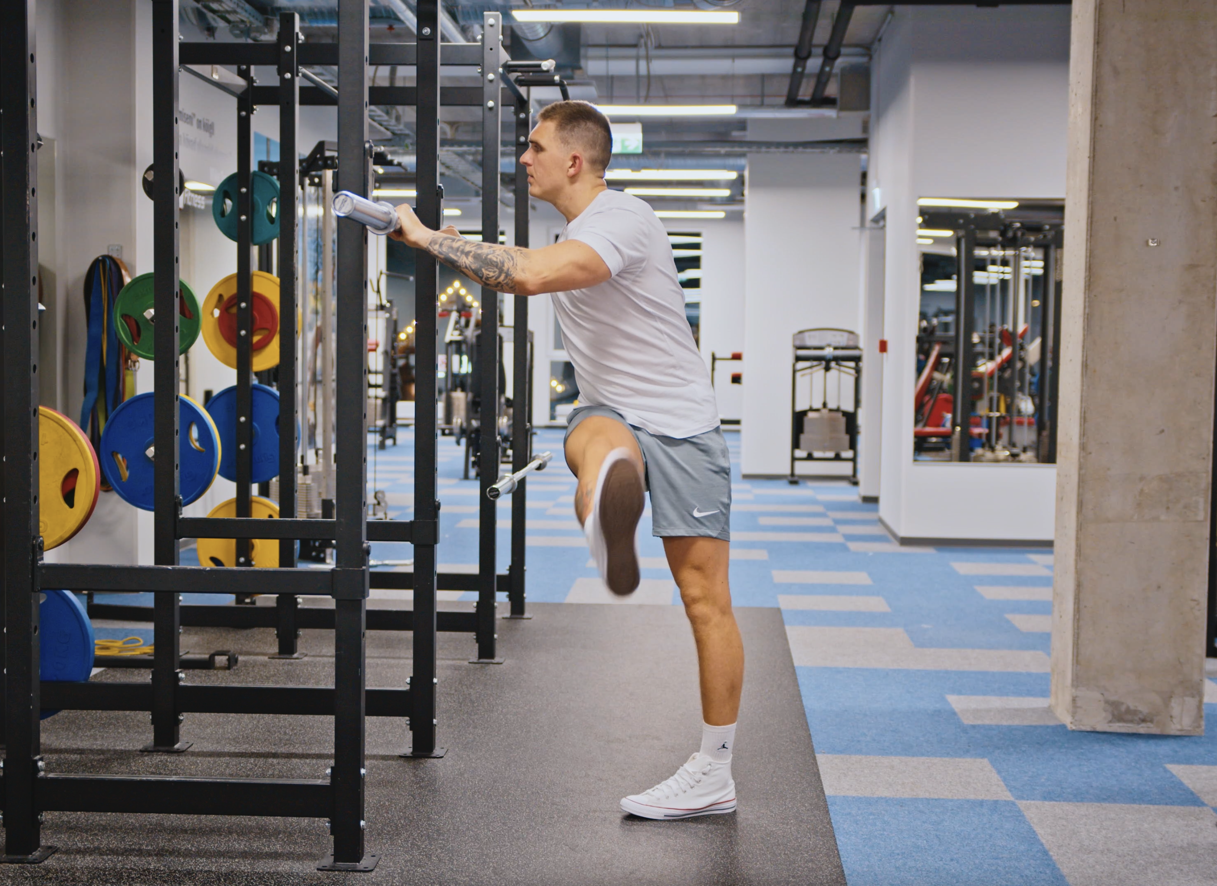 Leg swings for warm-up before strength training