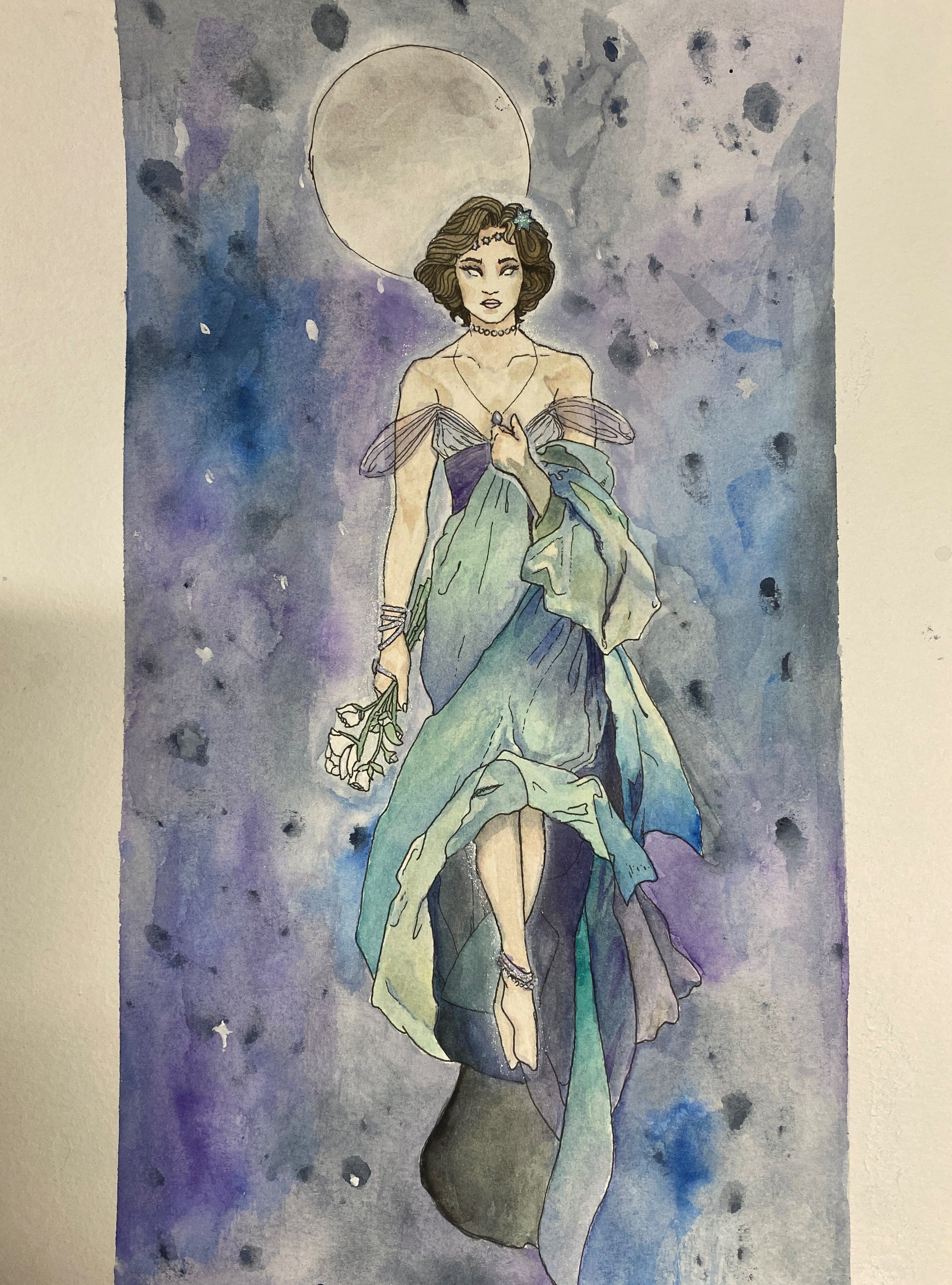 "Selene". Watercolor. (2020)