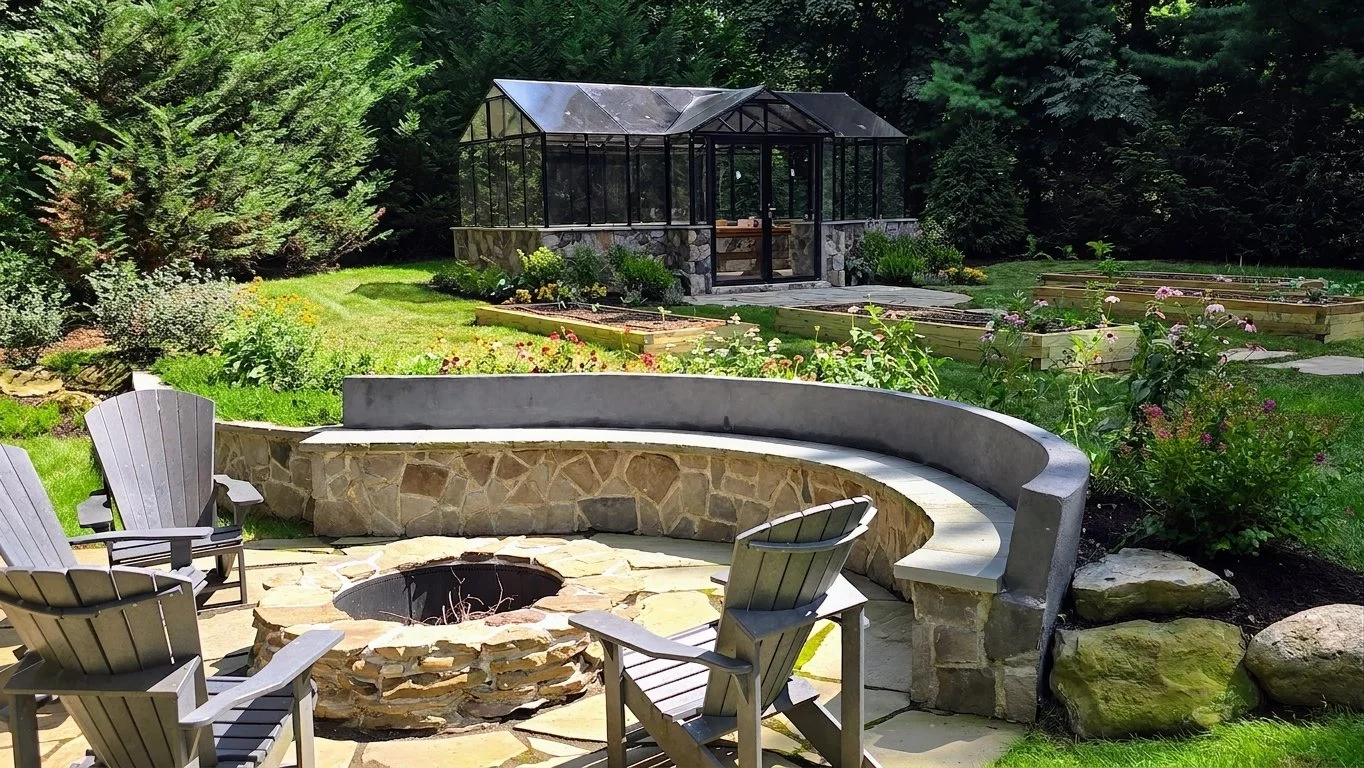 Greenhouse and landscaping