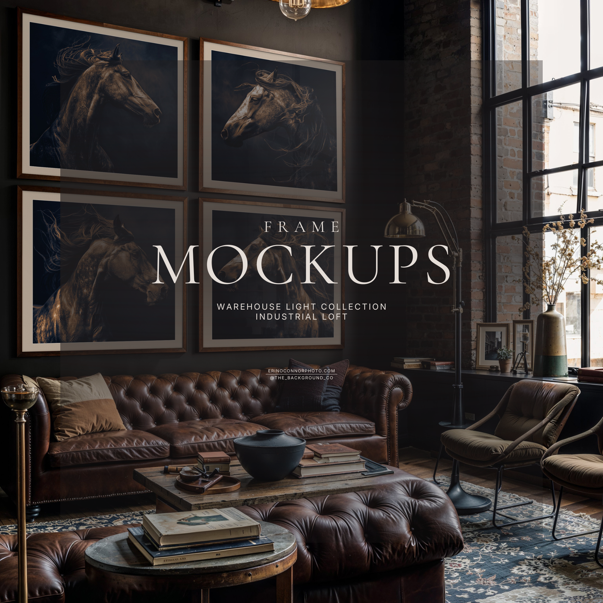 Industrial Loft Frame Mockups | Warehouse Light Wall Art Mockup Set