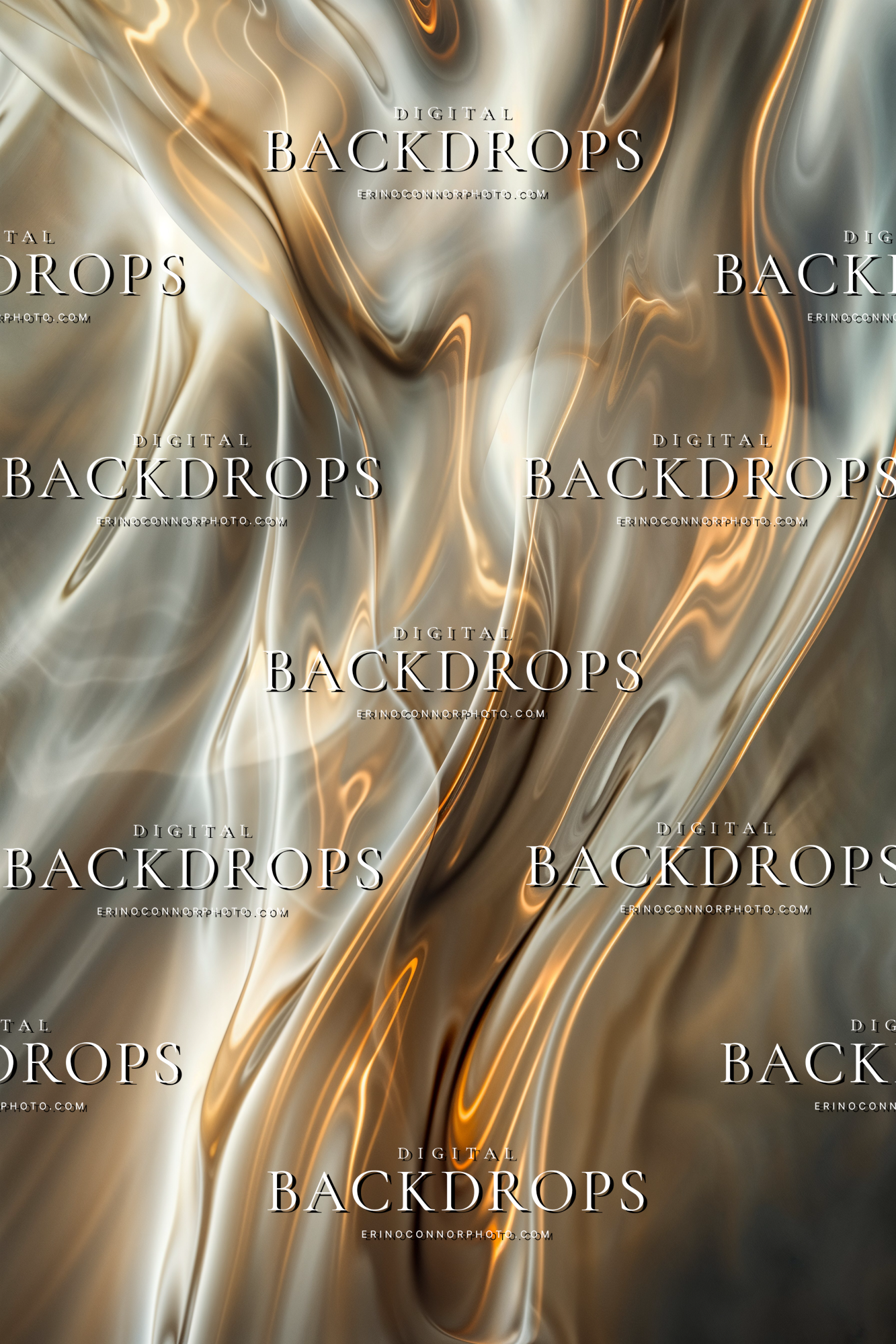 Amber gold silk fabric waves digital background with luminous folds, warm ochre fabric texture, and flowing editorial portrait mood.