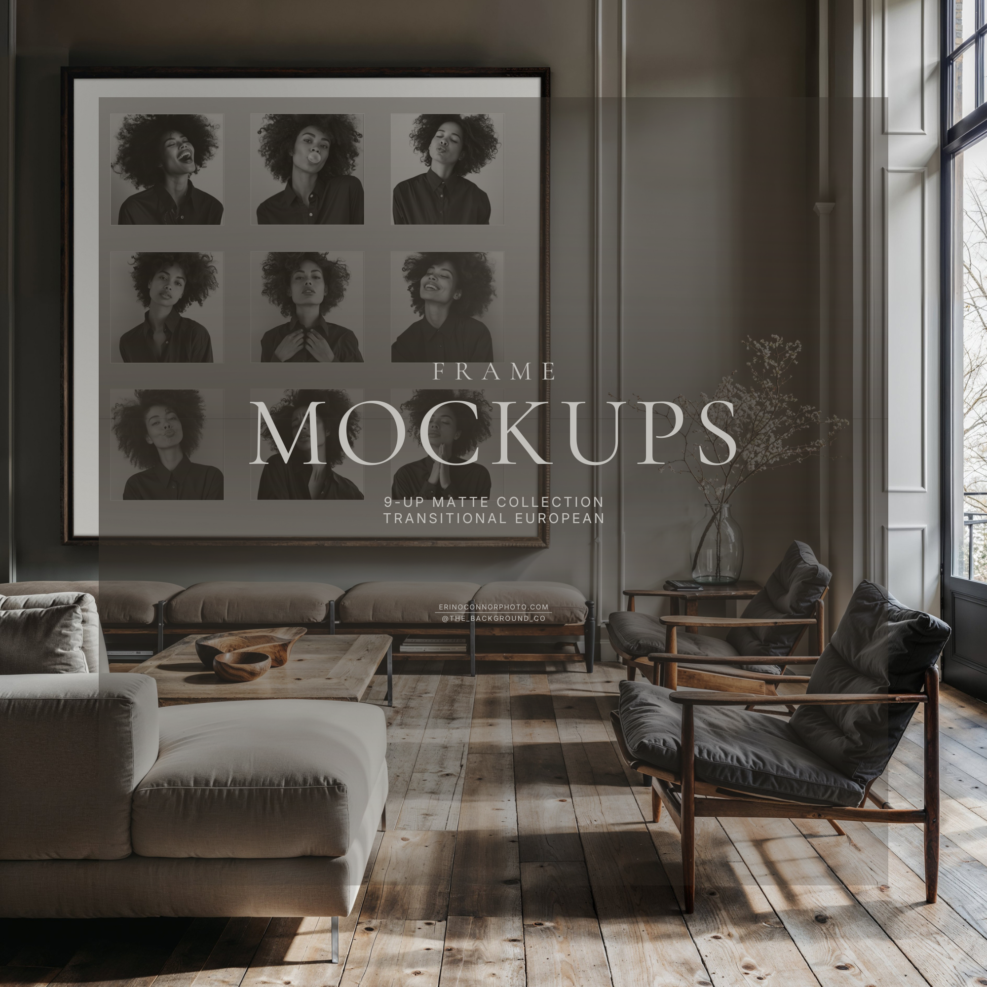 9-Up Mattes - Room & Frame Mockups