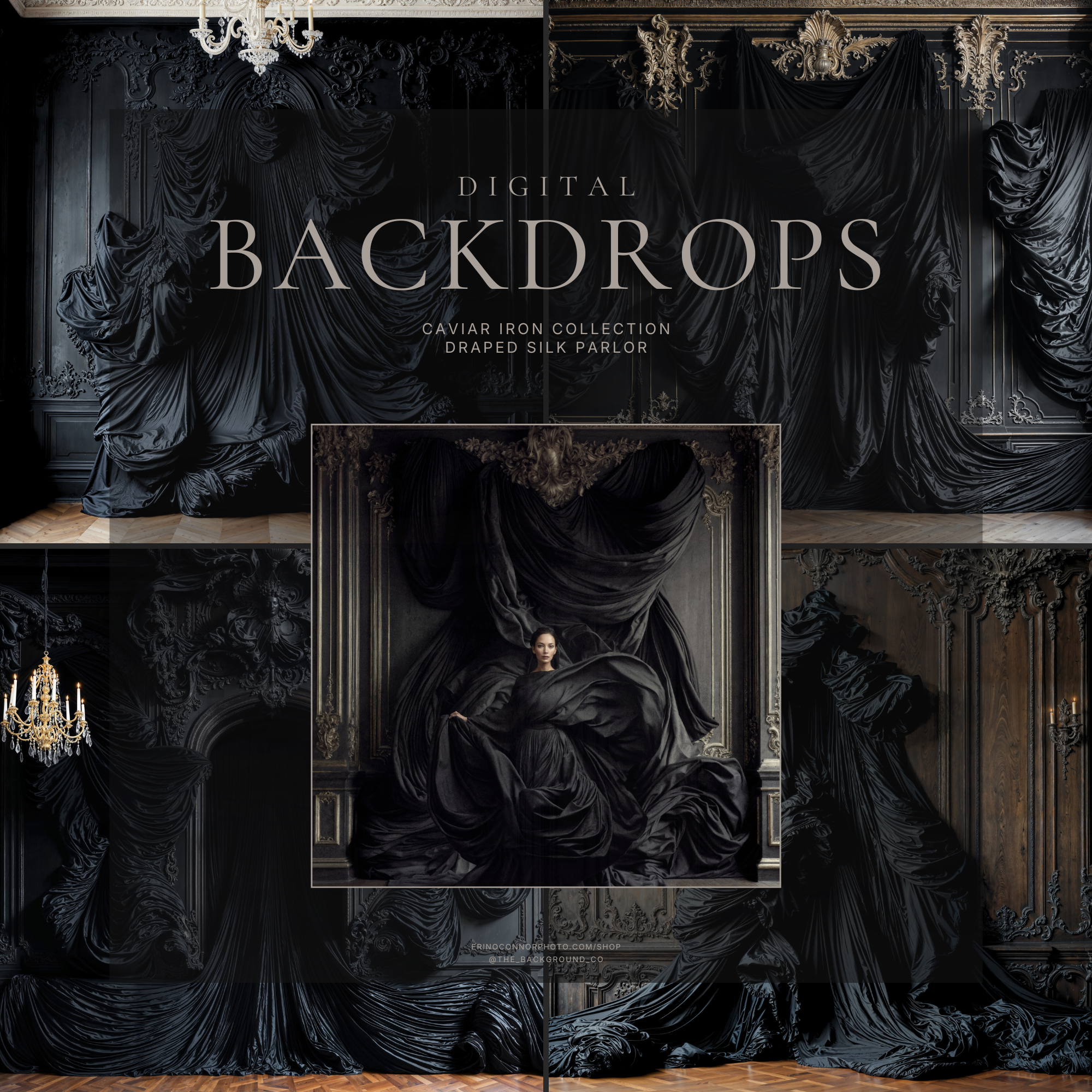 Caviar Silk Draped Room ~ Digital Backgrounds