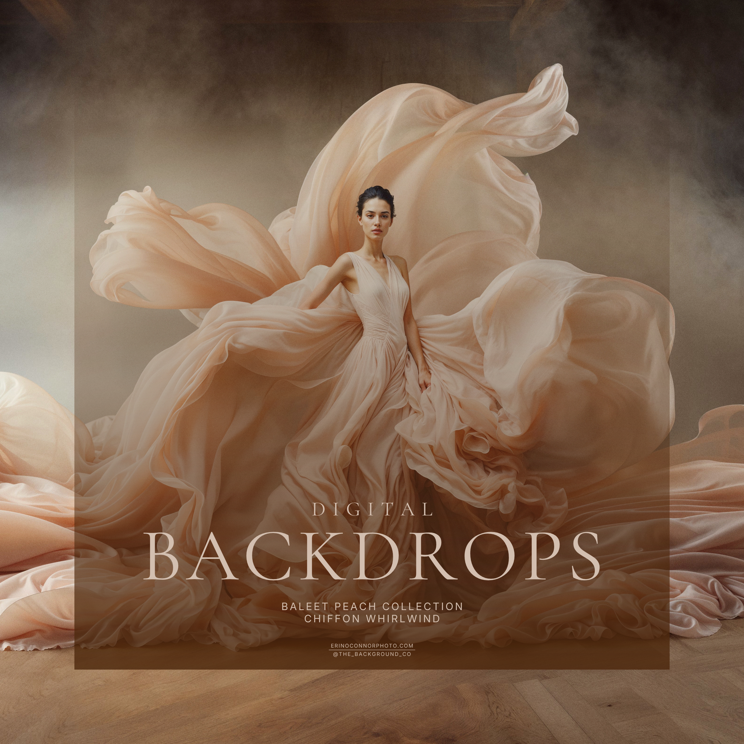 Chiffon Whirlwind: Ballet Peach | Pink Chiffon Digital Background Set