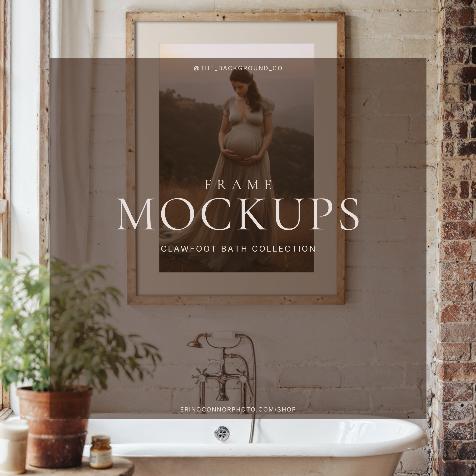 Rustic Clawfoot Bath - Room & Frame Mockups