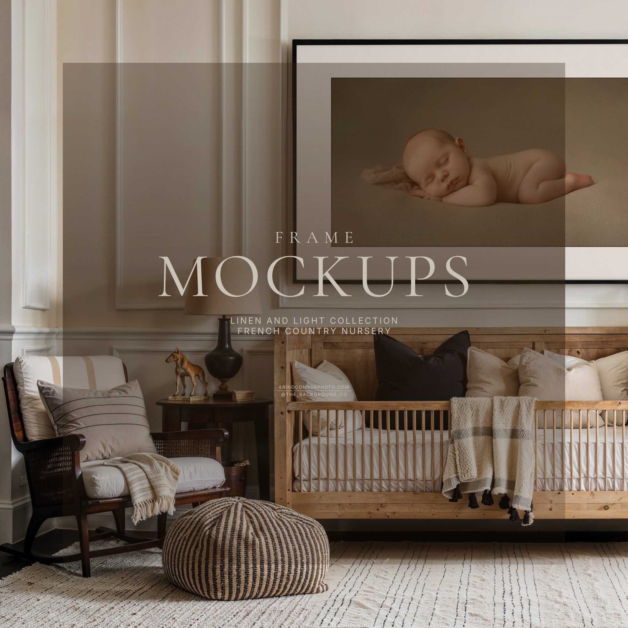 French Country Nursery: Linen & Light Collection ~ Room & Frame Mockups