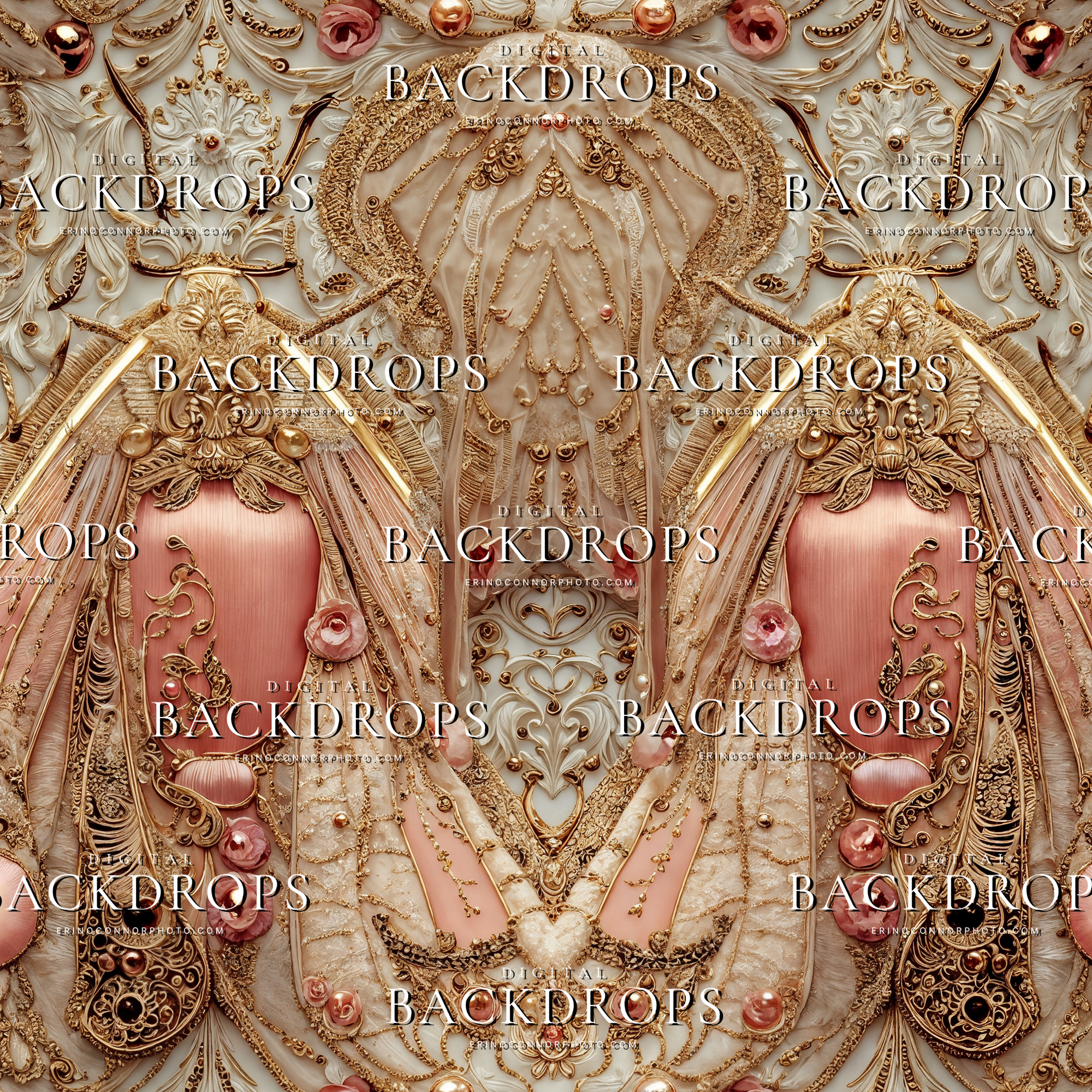 Jeweled Scarab Mauve Treasury tile, tight zoom ornate scarab damask pattern, mauve, blush, rose gold, pearl, seamless 6000x6000 JPEG digital backdrop for composites.