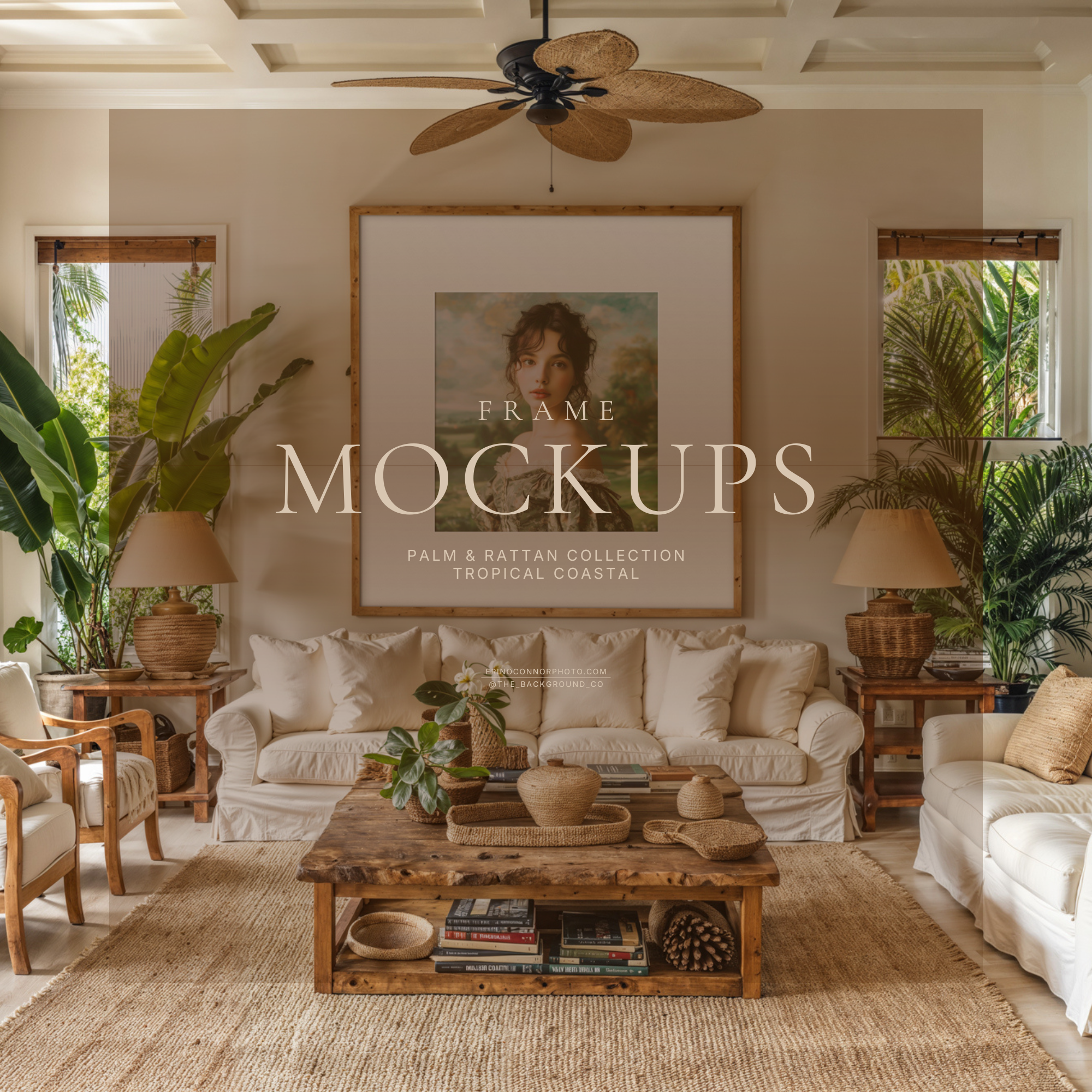 Tropical Coastal: Palm & Rattan Collection ~ Room & Frame Mockups