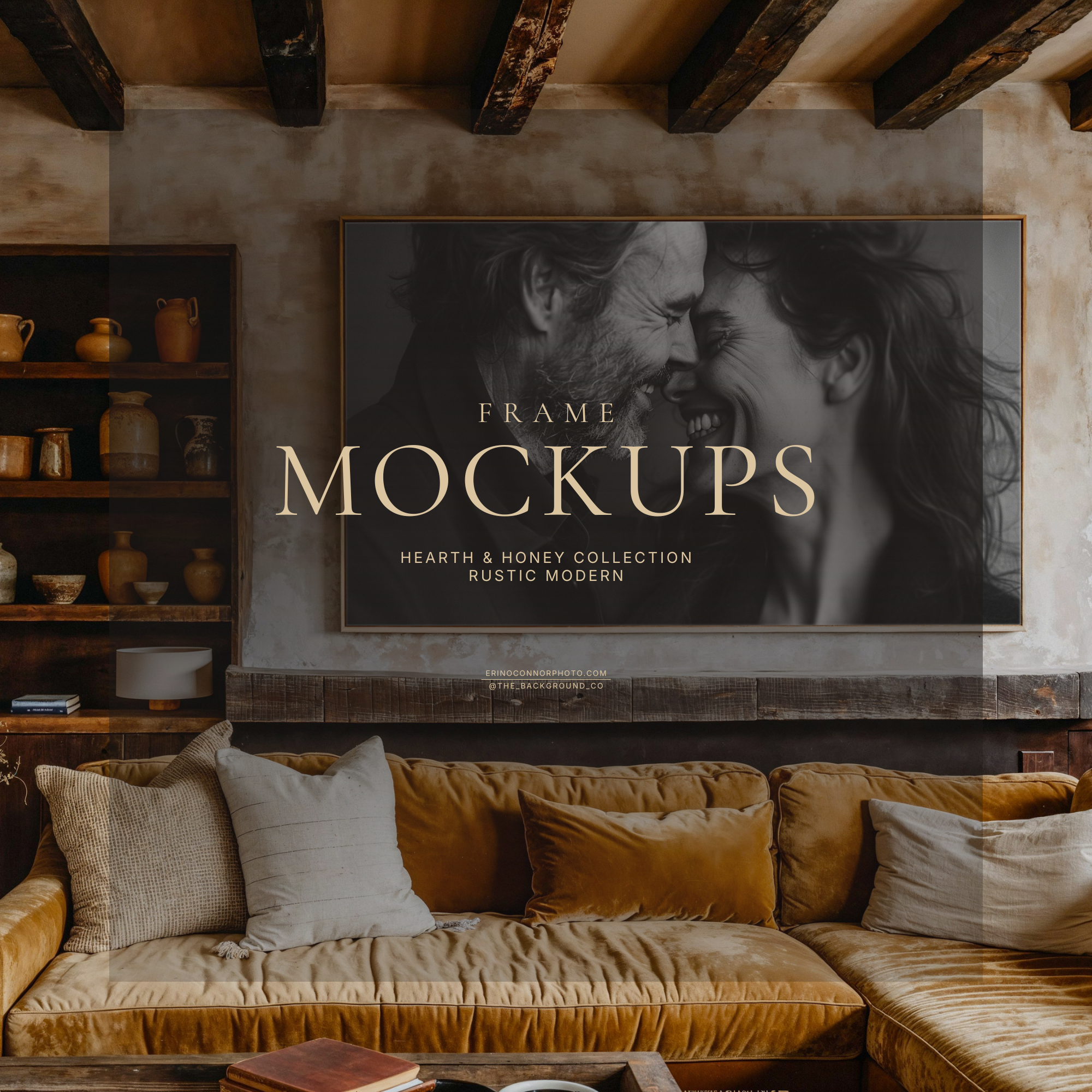 Rustic Modern Room & Frame Mockups | Hearth & Honey Wall Art Mockup Set