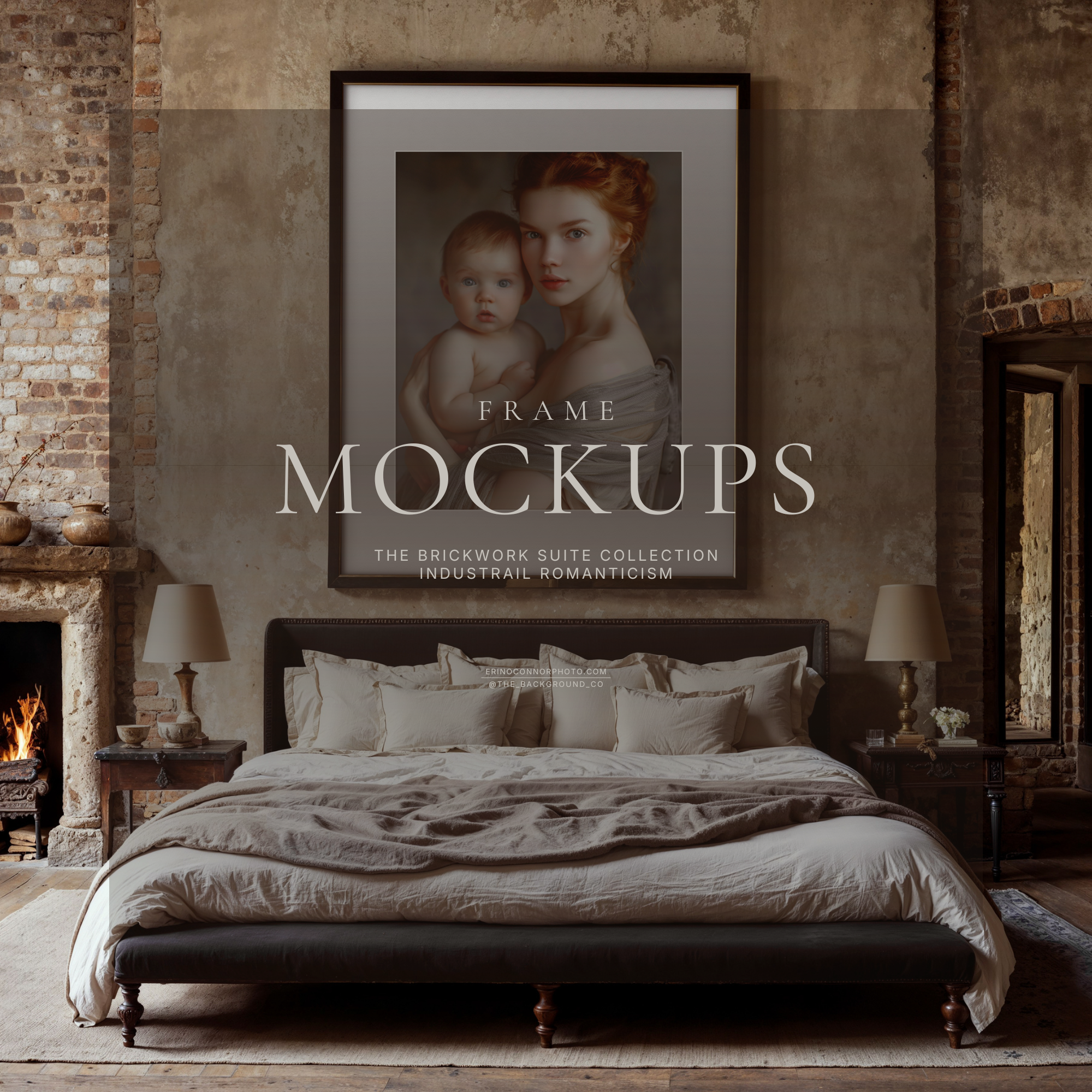 Industrial Romanticism Room & Frame Mockups | The Brickwork Suite Wall Art Mockup Set