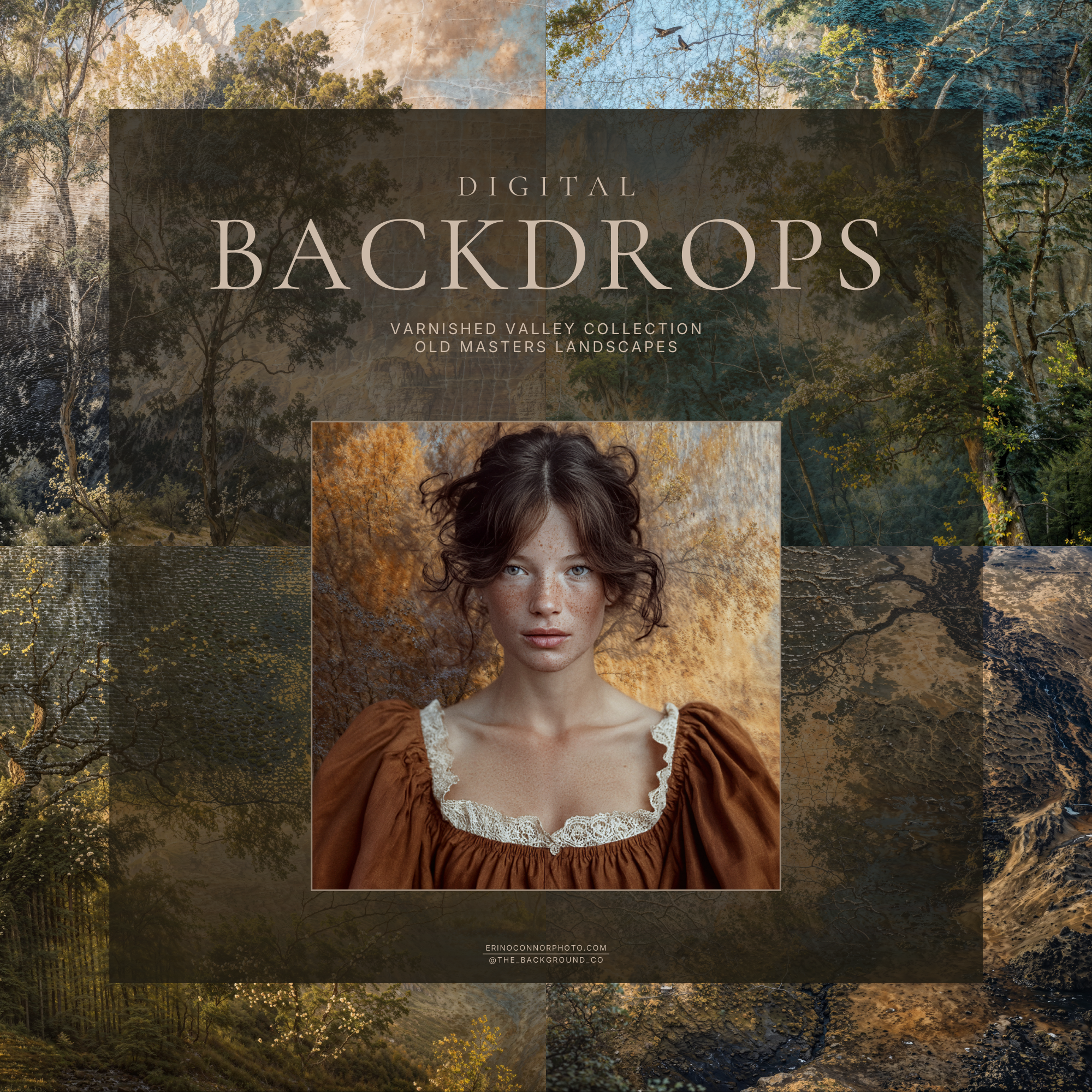 Old Masters Landscapes: Varnished Valleys | Painterly Landscape Digital Backgrounds Collection