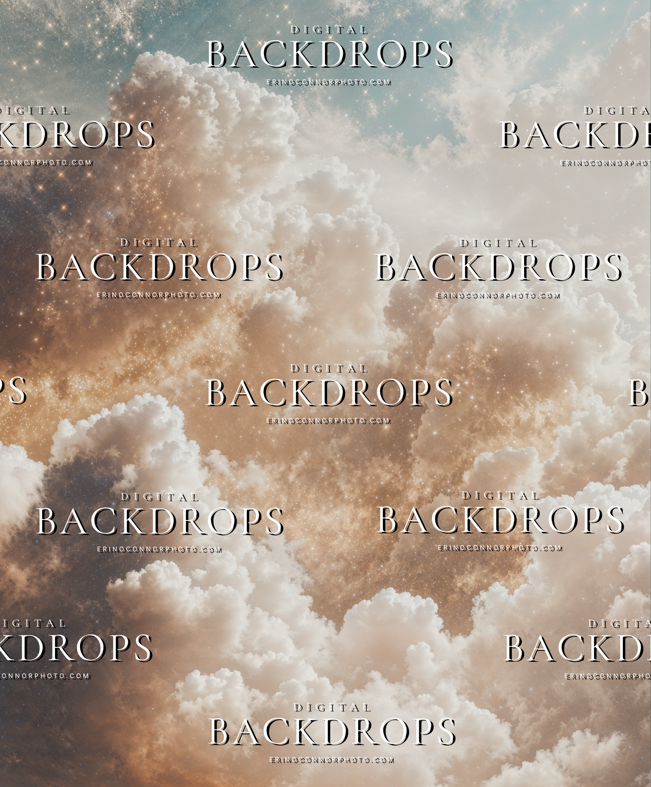 Soft ivory celestial cloud backdrop with luminous cream tones and delicate starlight, ideal for dreamy maternity and fine art composites.