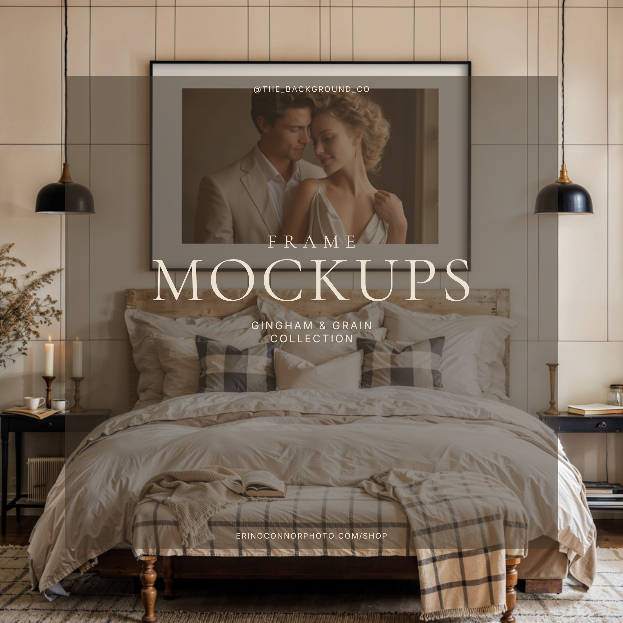 Gingham & Grain Bedroom Frame Mockups