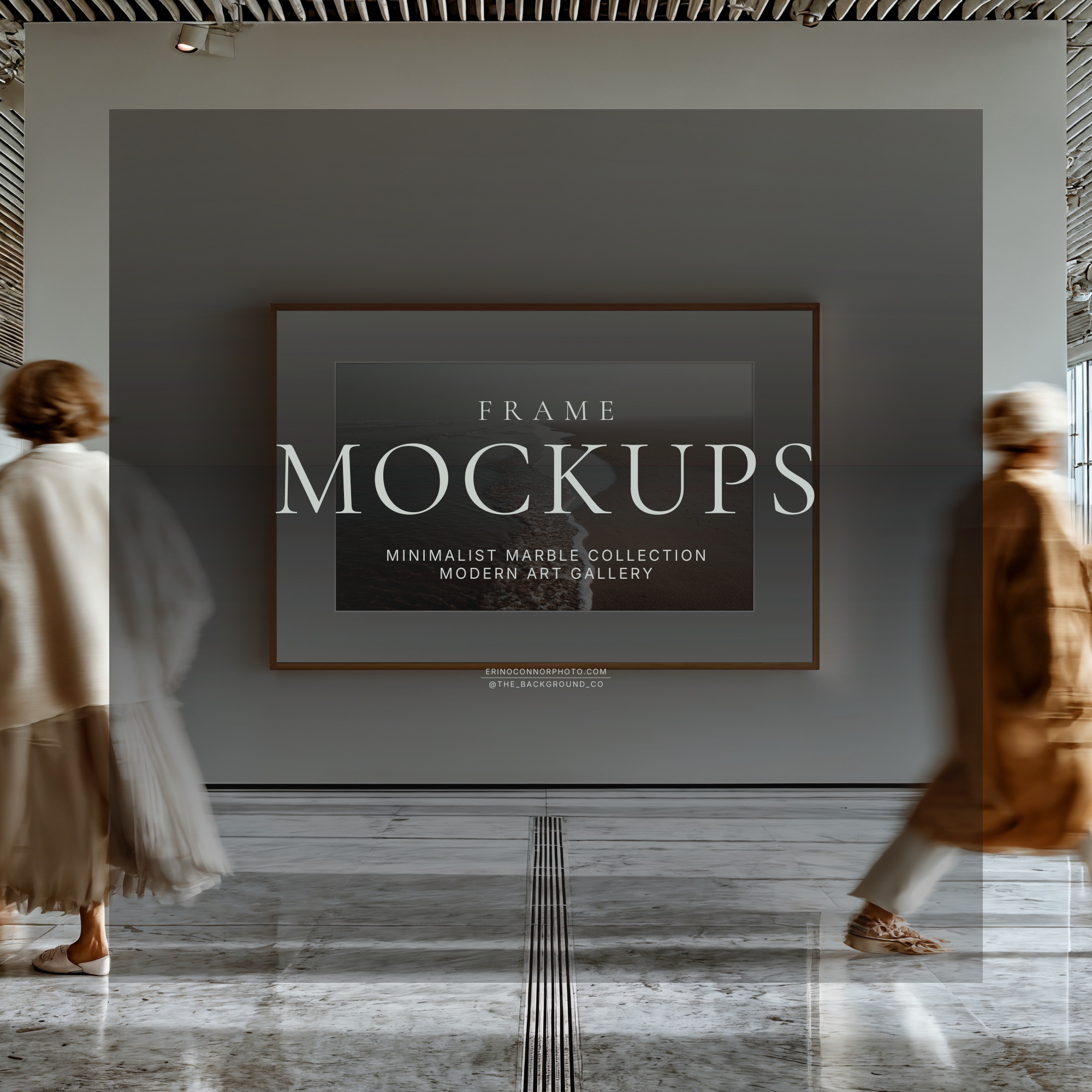 Modern Art Gallery Frame Mockups | Minimalist Marble Wall Art Mockup Set